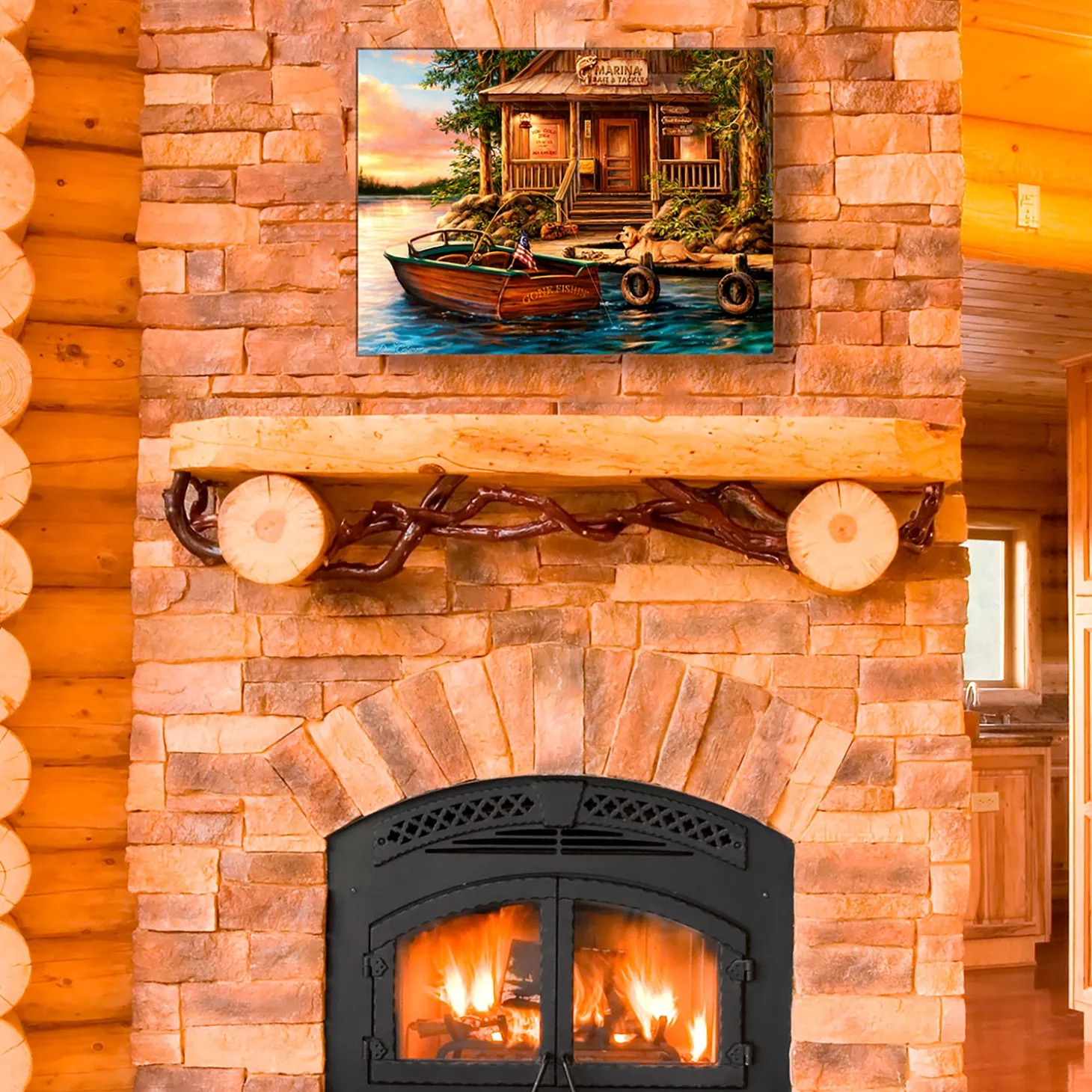 Wall Art | Lighted Accents>Plow & Hearth Personalized Illuminated Marina Wall Art Canvas