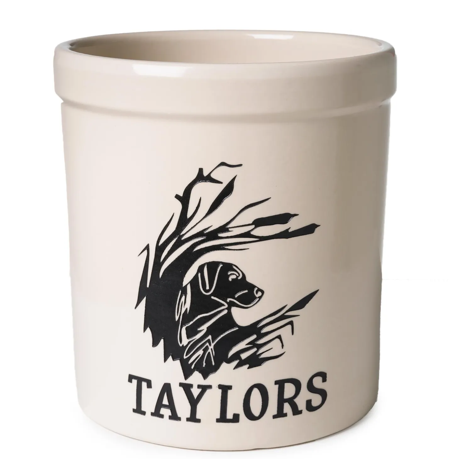 Planters & Plant Stands>Plow & Hearth Personalized Labrador Stoneware Crock, 3 Gallons Black