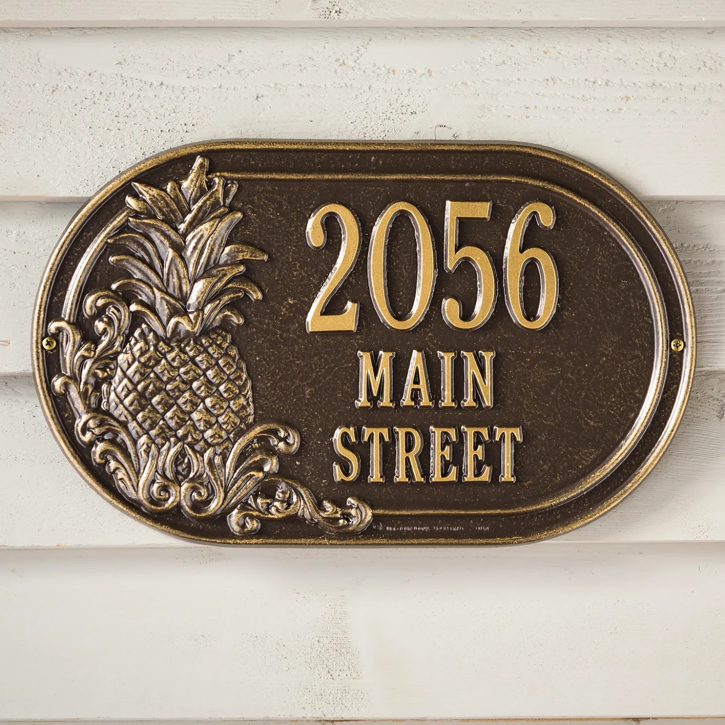 Address Signs & Wall Plaques>Plow & Hearth Personalized Pineapple Address Plaque