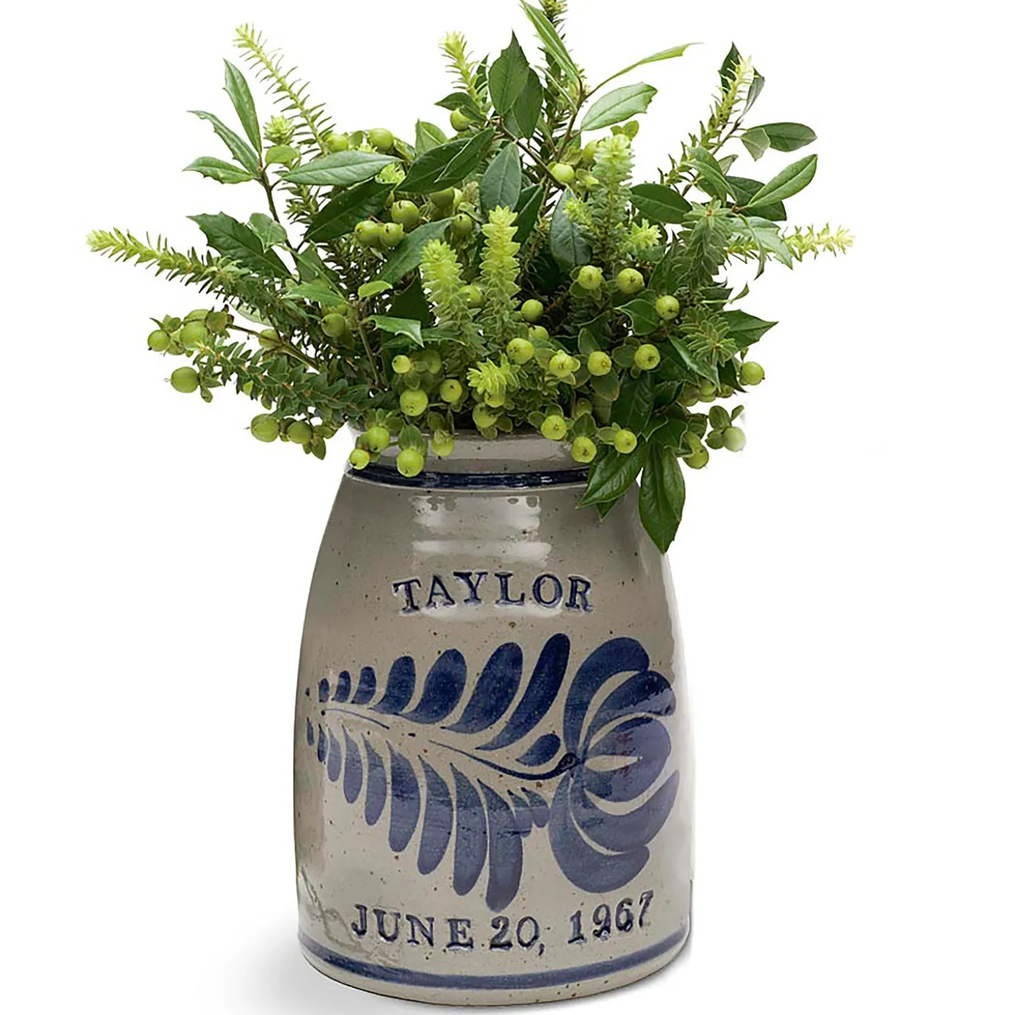 Decorative Accents | Planters & Vases>Plow & Hearth Personalized Stoneware Wedding Crock