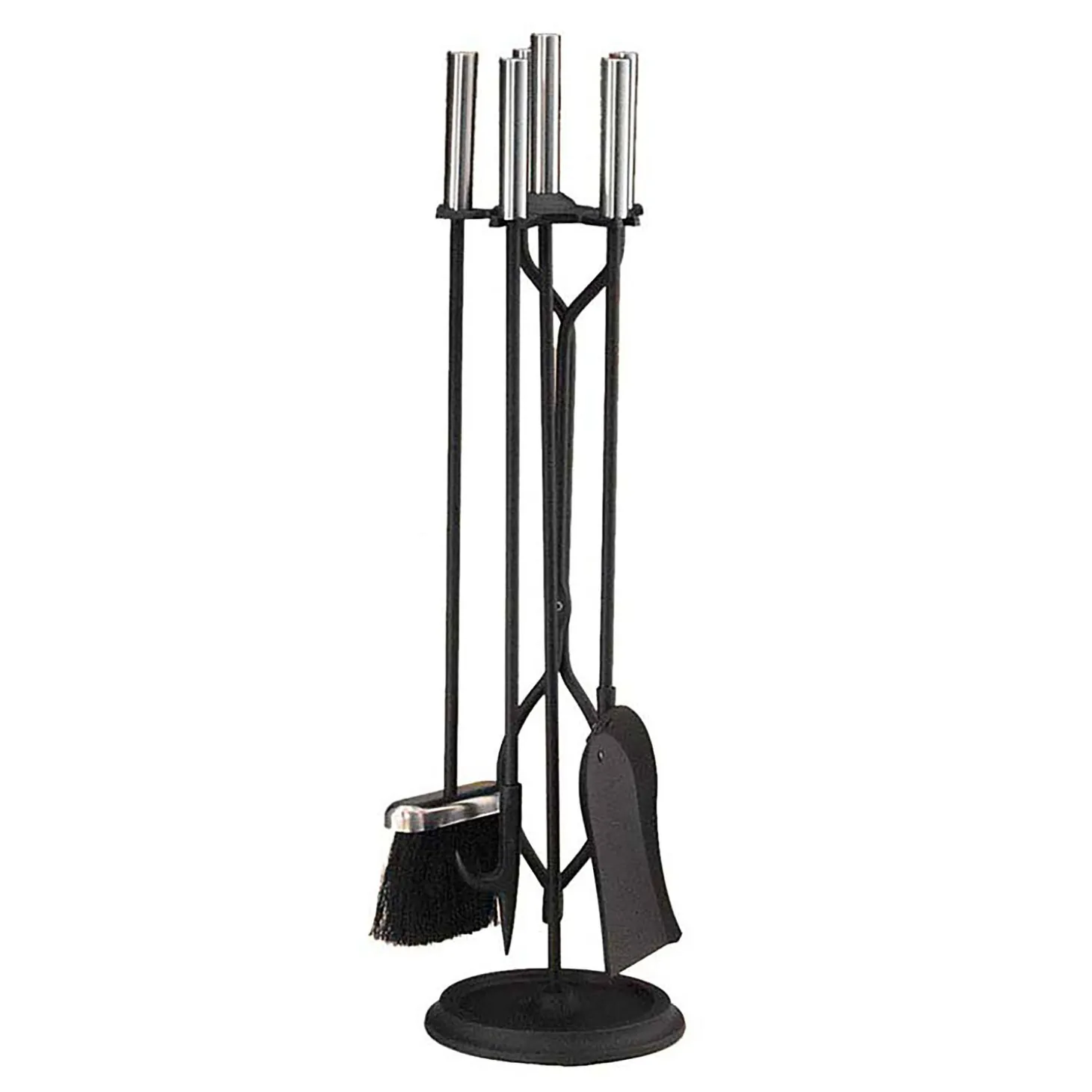 Fireplace Tool Sets>Plow & Hearth Pewter & 4-Piece Fireplace Tool Set Black