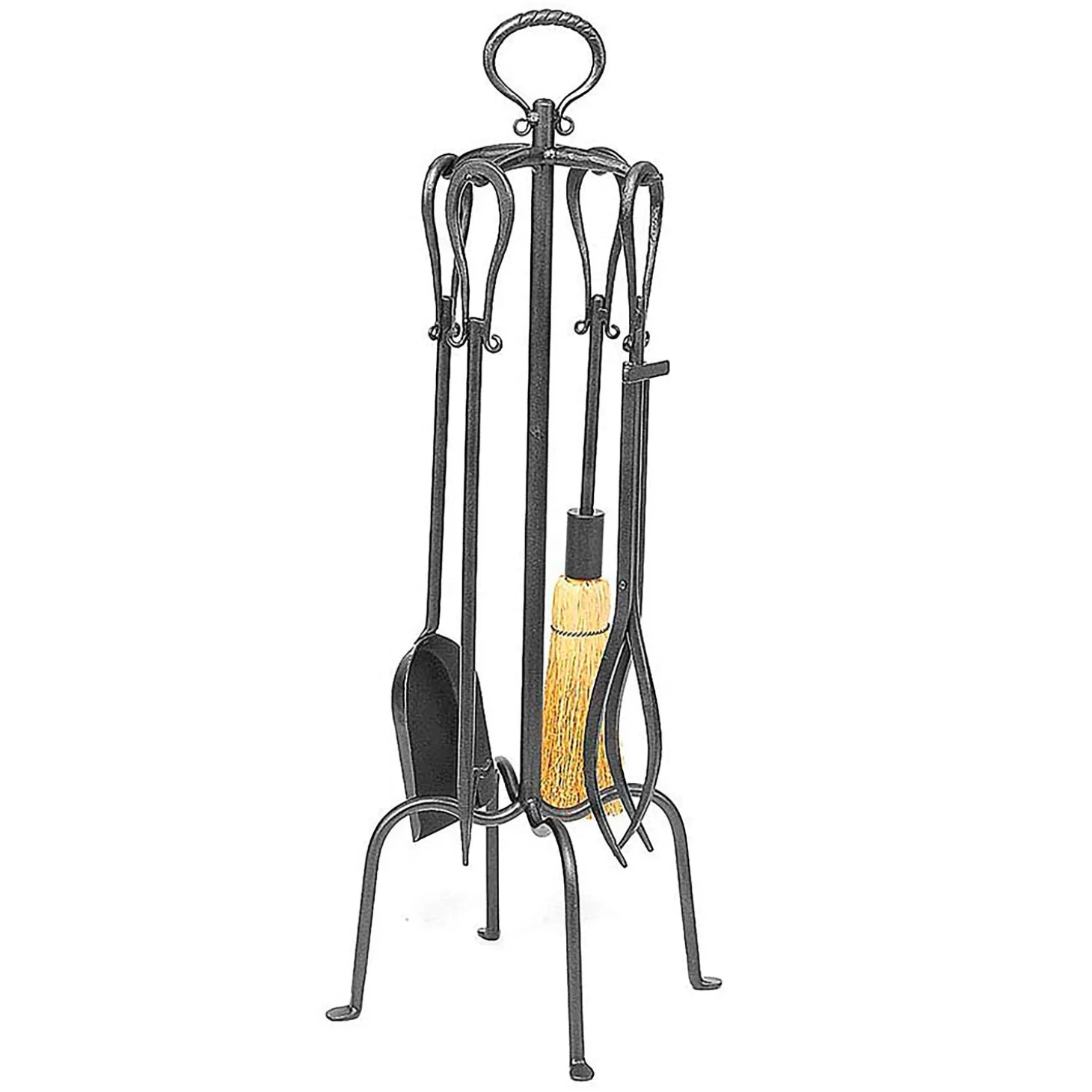 Fireplace Tool Sets>Plow & Hearth 5-Piece Fireplace Tool Set with Loop Handles Graphite