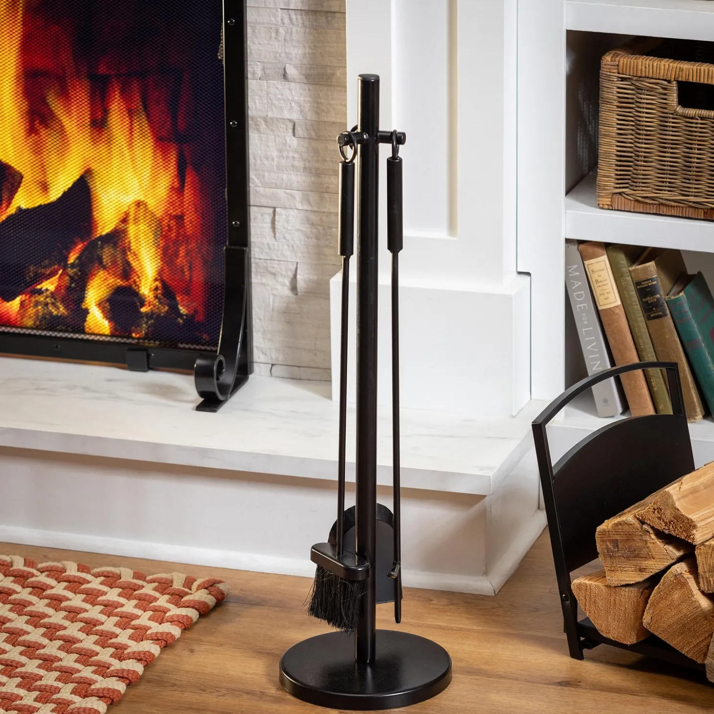 Fireplace Tool Sets>Plow & Hearth 4 Piece Fireplace Utensils