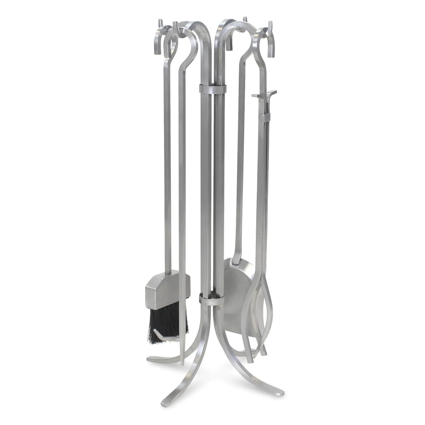 Fireplace Tool Sets>Plow & Hearth 5-Piece Stainless Steel Newport Fireplace Tool Set