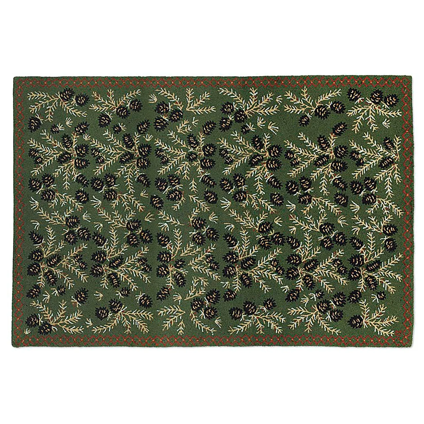 Area Rugs | Hearth Rugs>Plow & Hearth Pine Cone Hand-Hooked Wool Rug, 6' x 9'