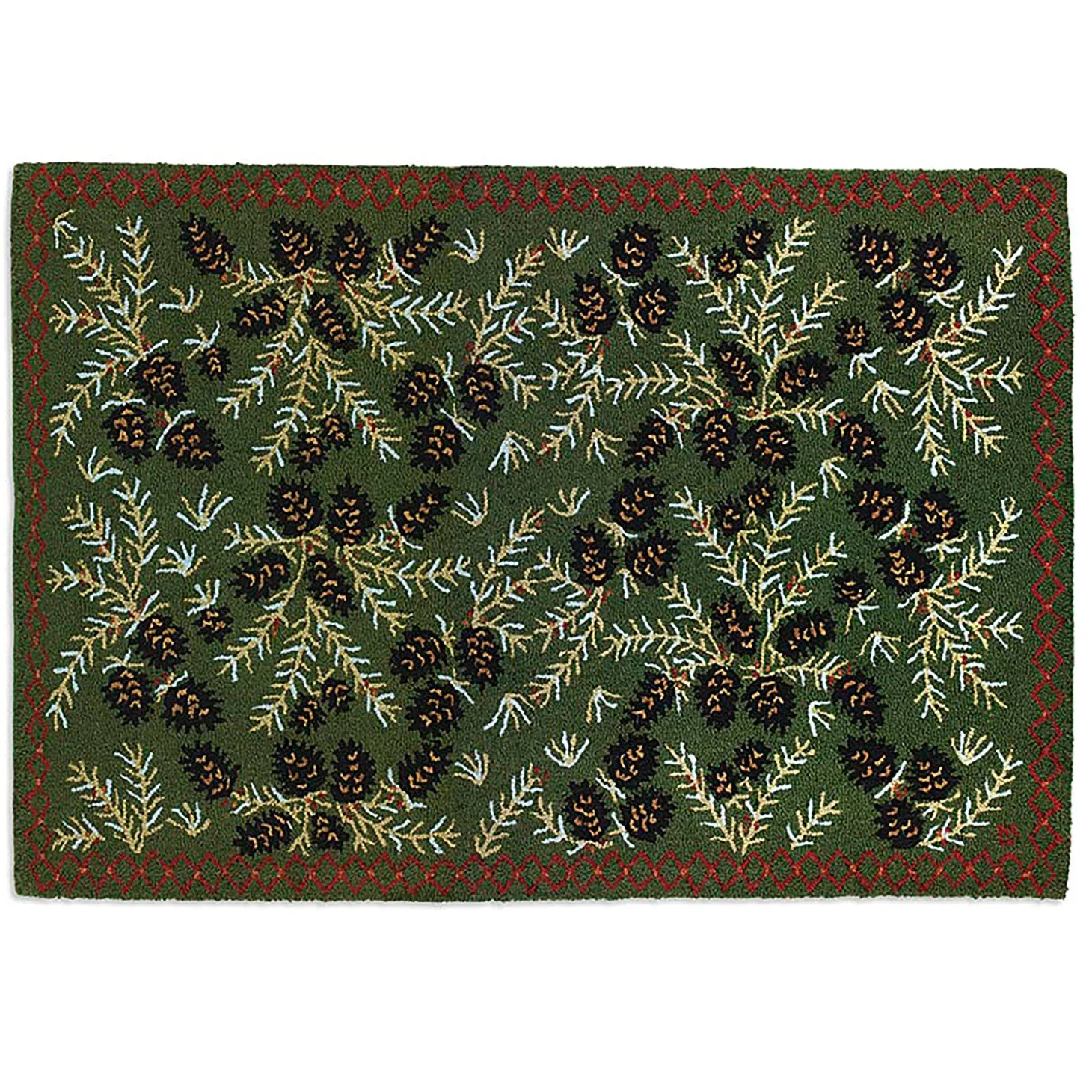 Area Rugs | Hearth Rugs>Plow & Hearth Pine Cone Hand-Hooked Wool Rug, 4' x 6'