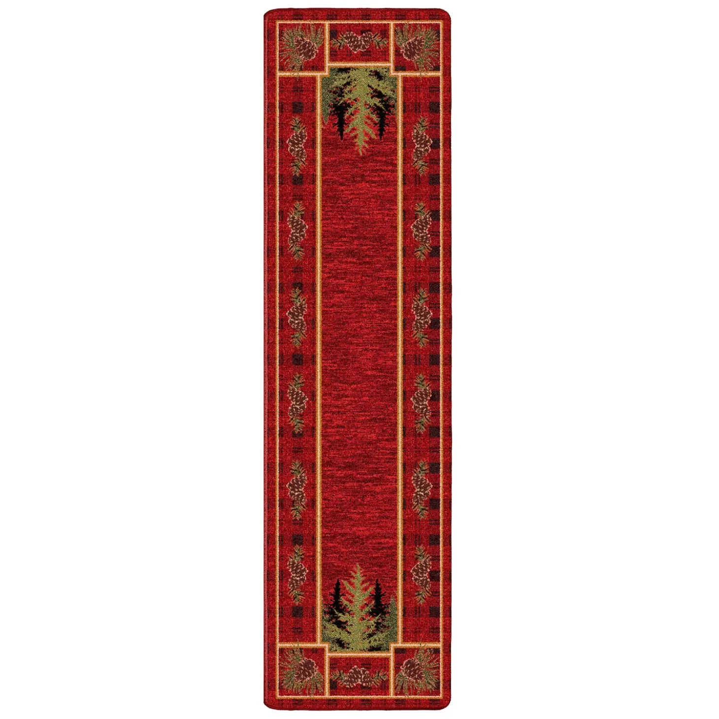 Runners | Hearth Rugs>Plow & Hearth Pine Cone Valley Plaid Rug, 2'1" x 7'8" Runner