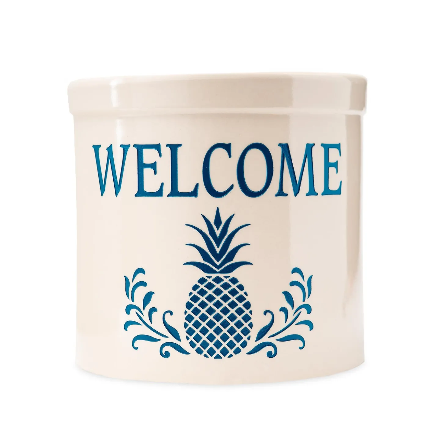 Planters & Plant Stands>Plow & Hearth Pineapple Welcome Stoneware Crock