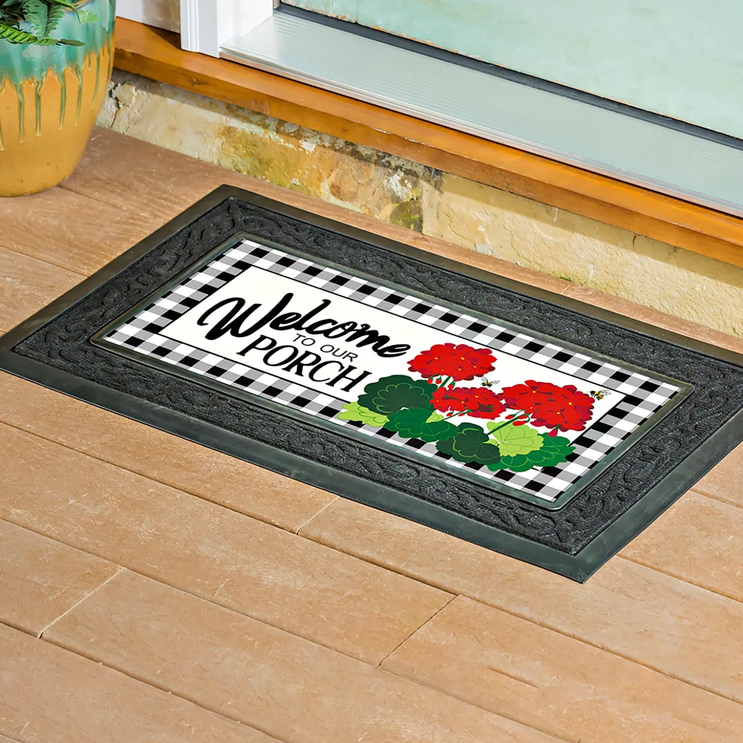 Interchangeable Mats>Plow & Hearth Plaid Geraniums Sassafras Switch Mat