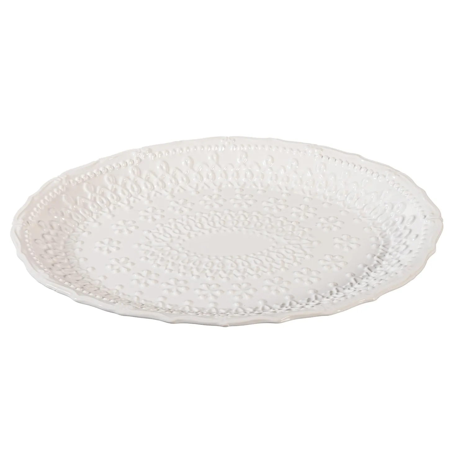 Plates & Platters>Plow & Hearth Platter Embossed Ceramic Serving Platter, 14"L x 9"W