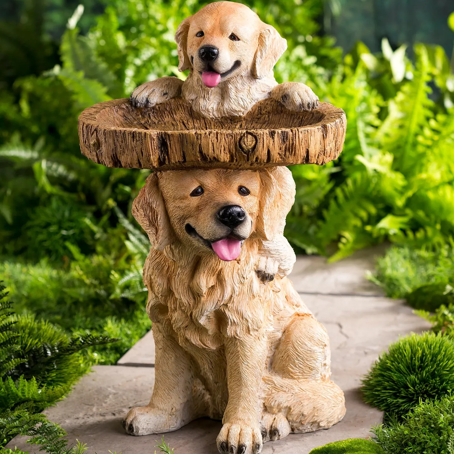 Birdbaths>Plow & Hearth Playful Puppies Birdbath