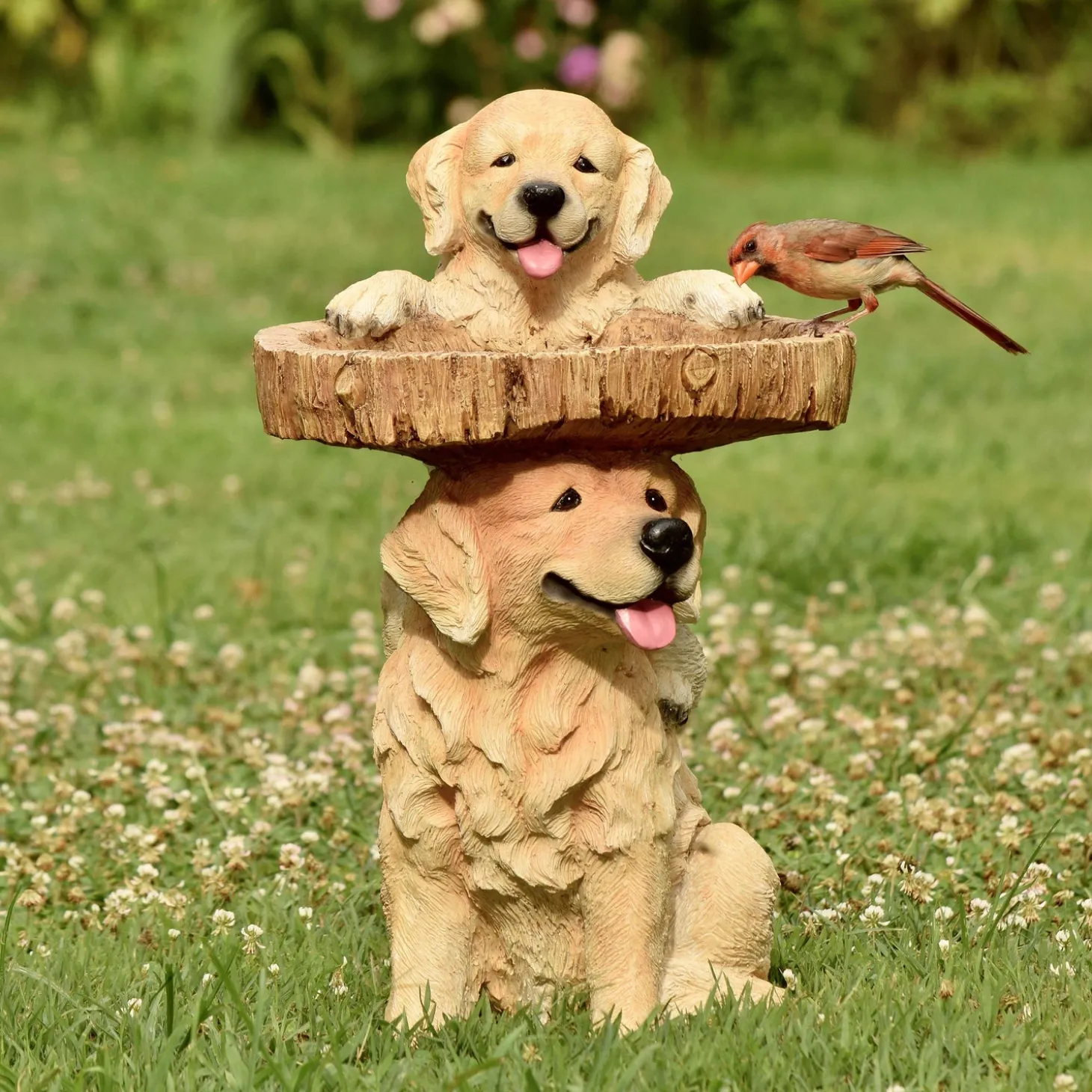 Birdbaths>Plow & Hearth Playful Puppies Birdbath