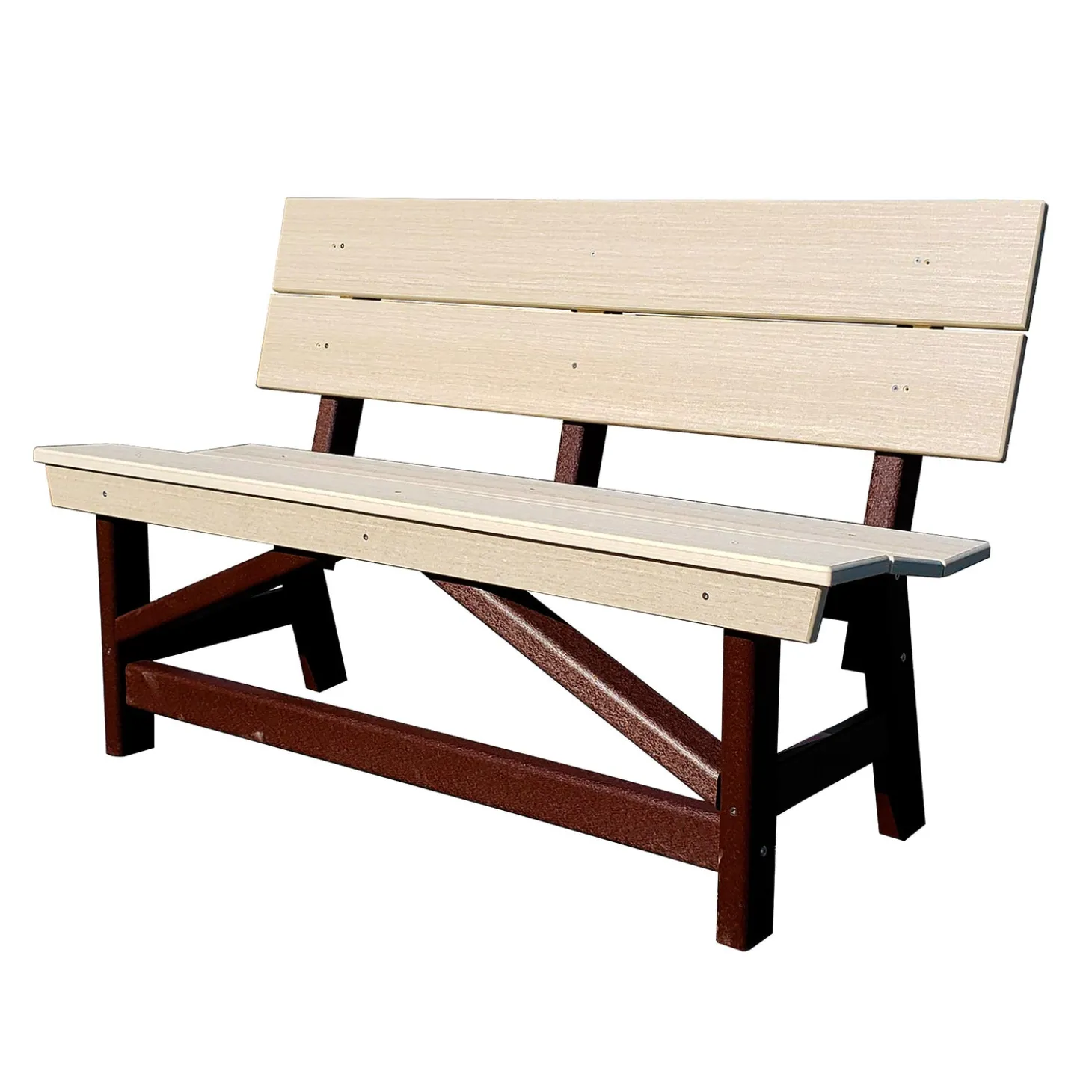 Outdoor Benches>Plow & Hearth Poly Lumber Birch & Brown Garden Bench Birchwood