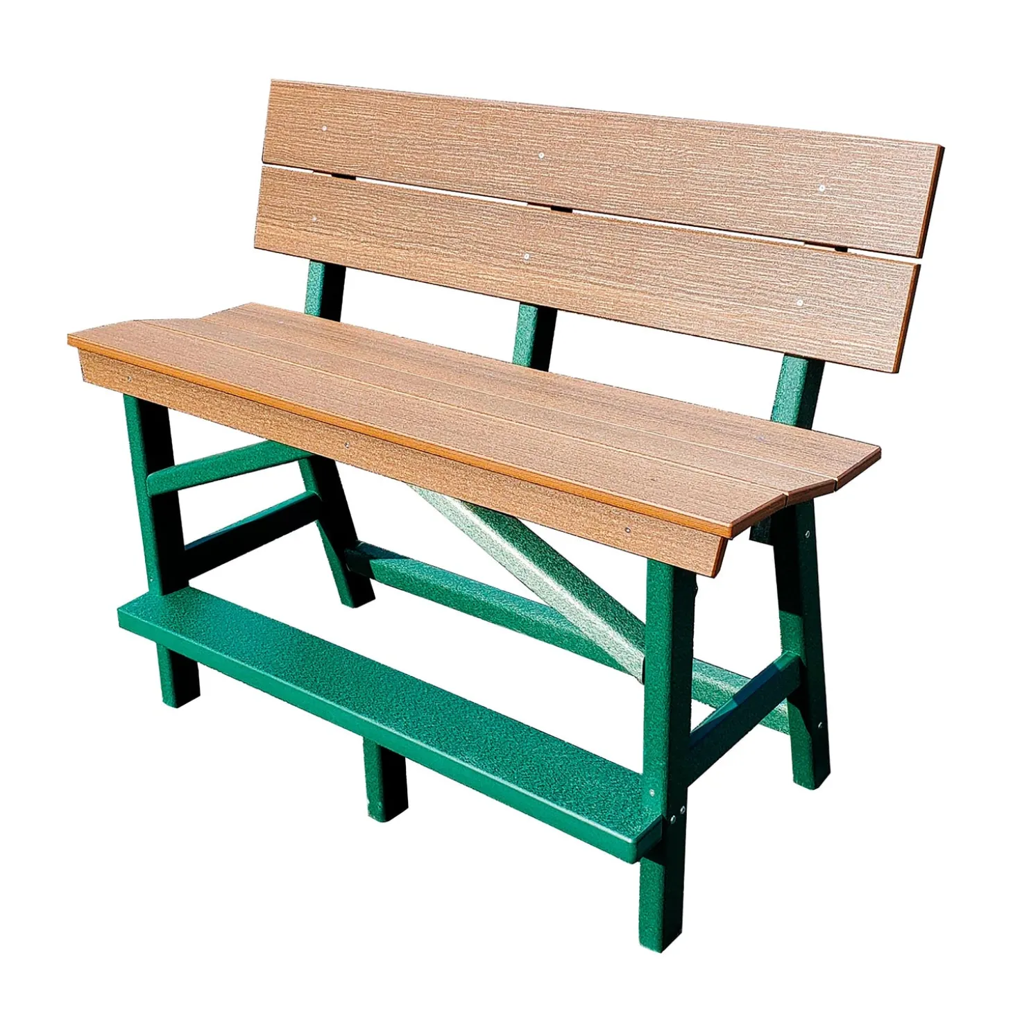 Outdoor Benches>Plow & Hearth Poly Lumber Walnut & Green Garden Bench