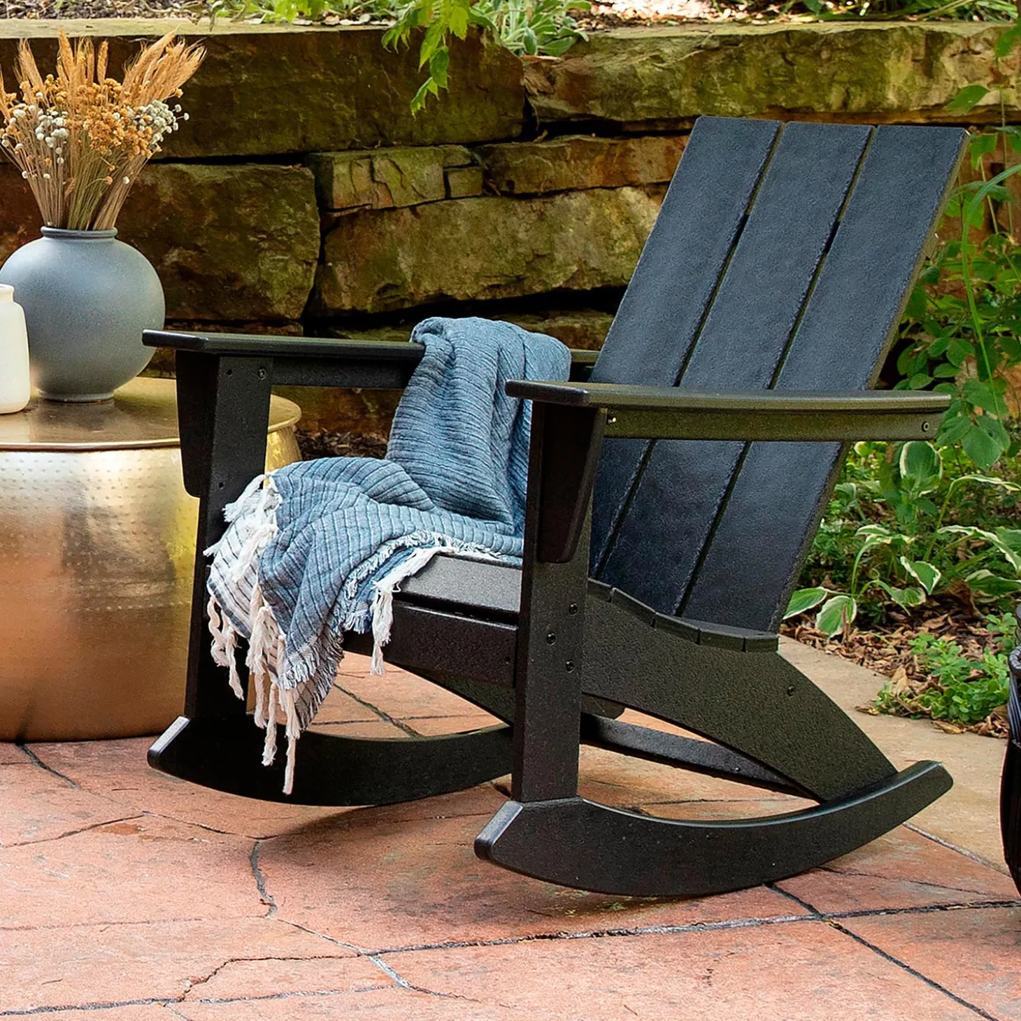 Chairs & Rockers | Rockers & Gliders>Plow & Hearth POLYWOOD® Modern Adirondack Rocking Chair