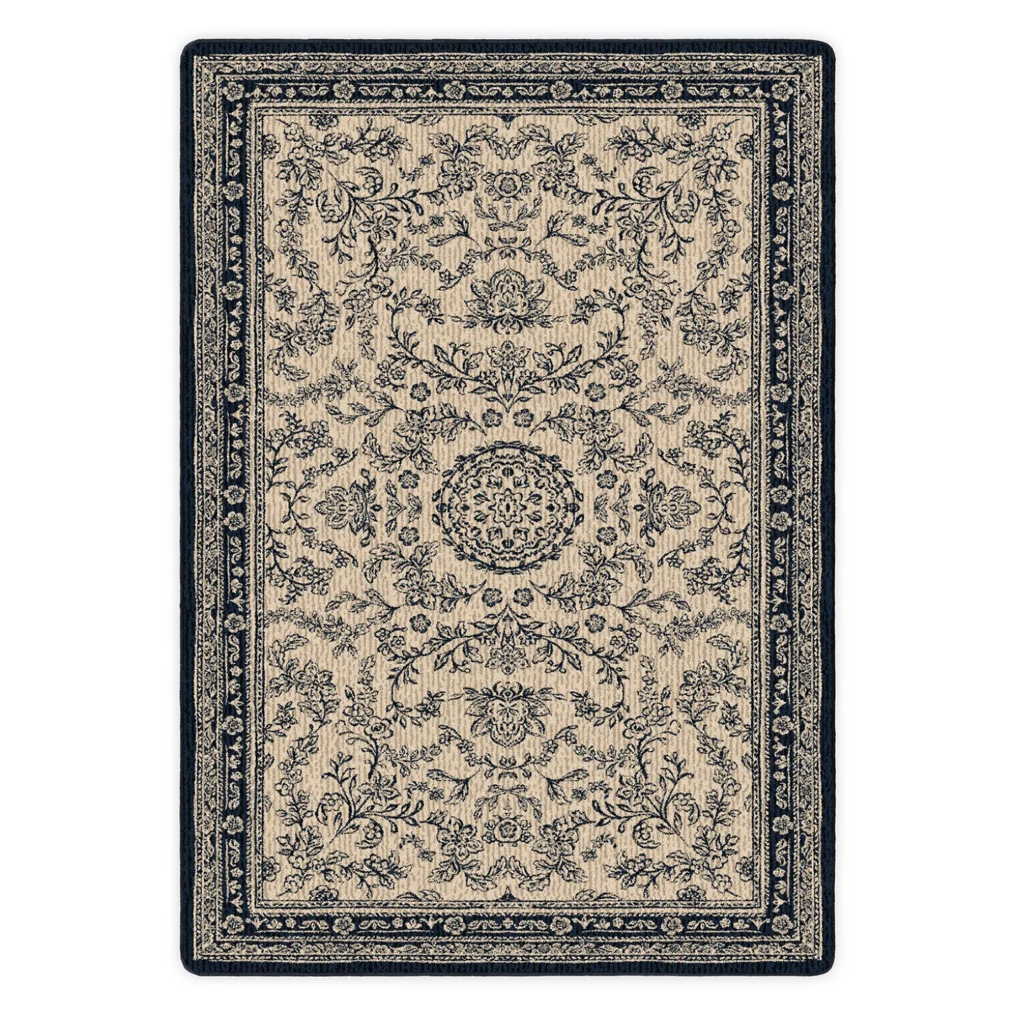 Area Rugs>Plow & Hearth Porcelain Garden EnduraStran® Rug, 4' x 5' Blue