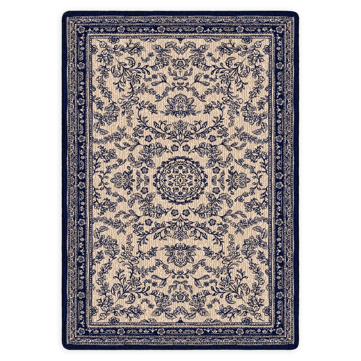 Area Rugs>Plow & Hearth Porcelain Garden EnduraStran® Rug, 4' x 5' Blue