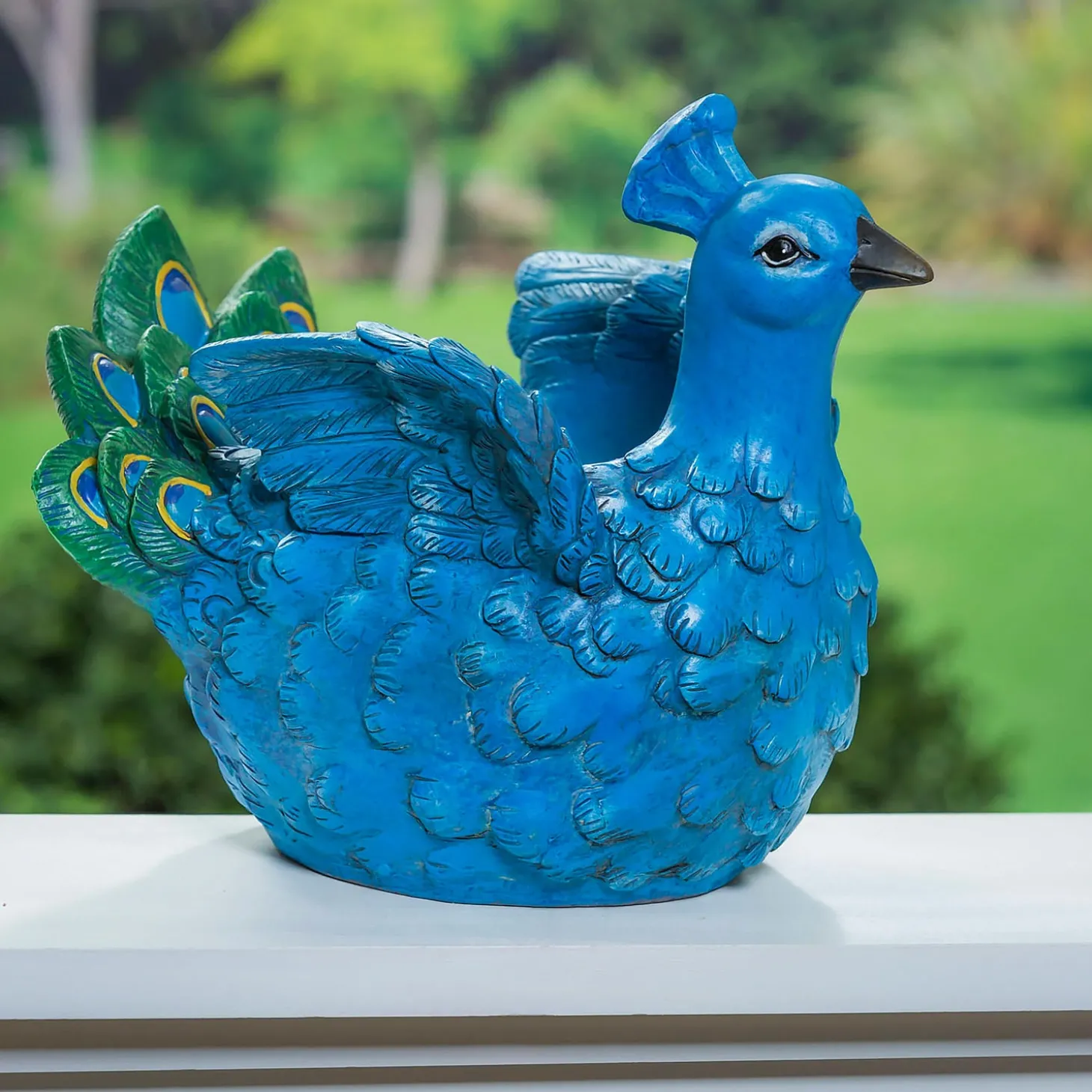 Planters & Plant Stands>Plow & Hearth Portly bird planter, peacock