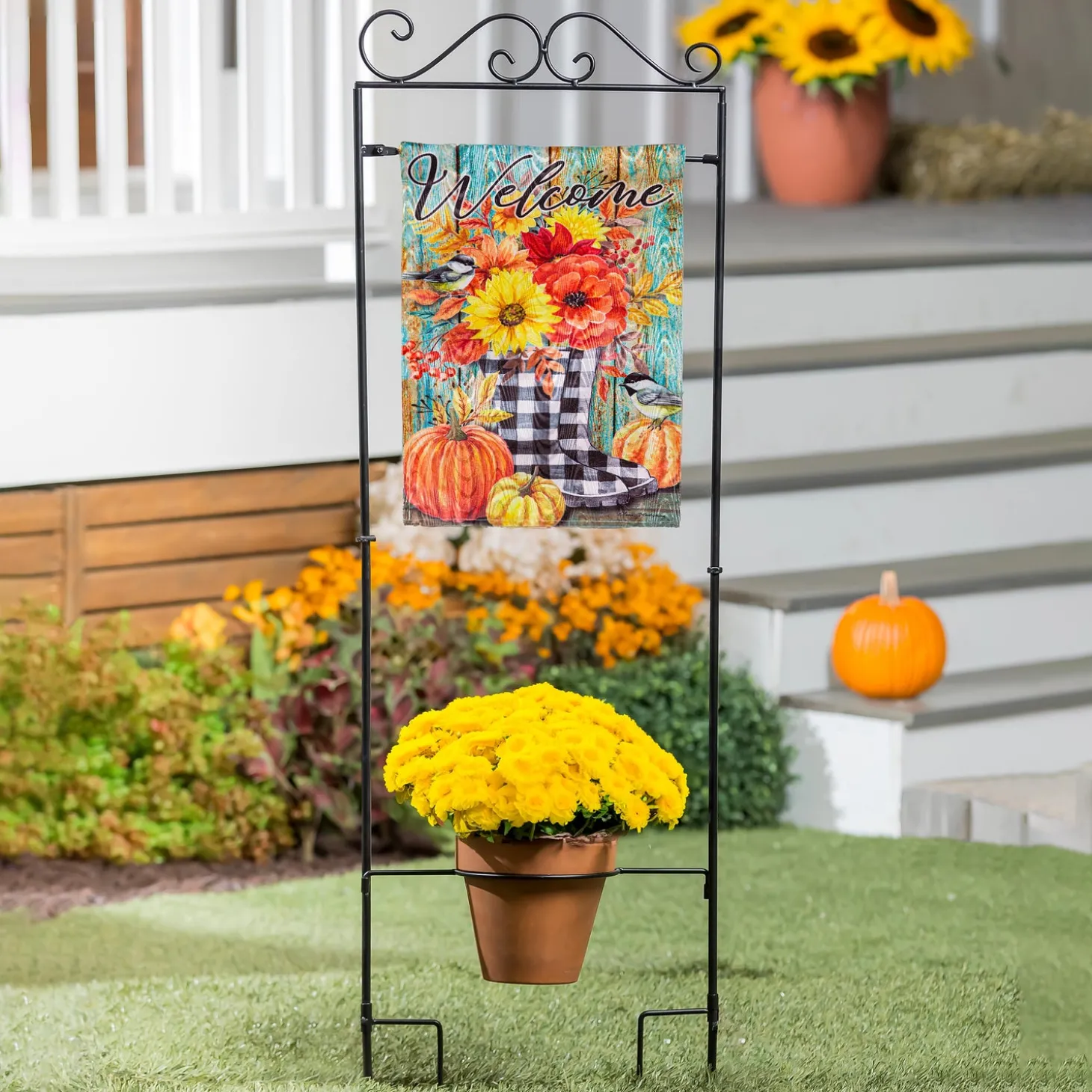 Flag Accessories>Plow & Hearth Potted Plant Garden Flag Stand