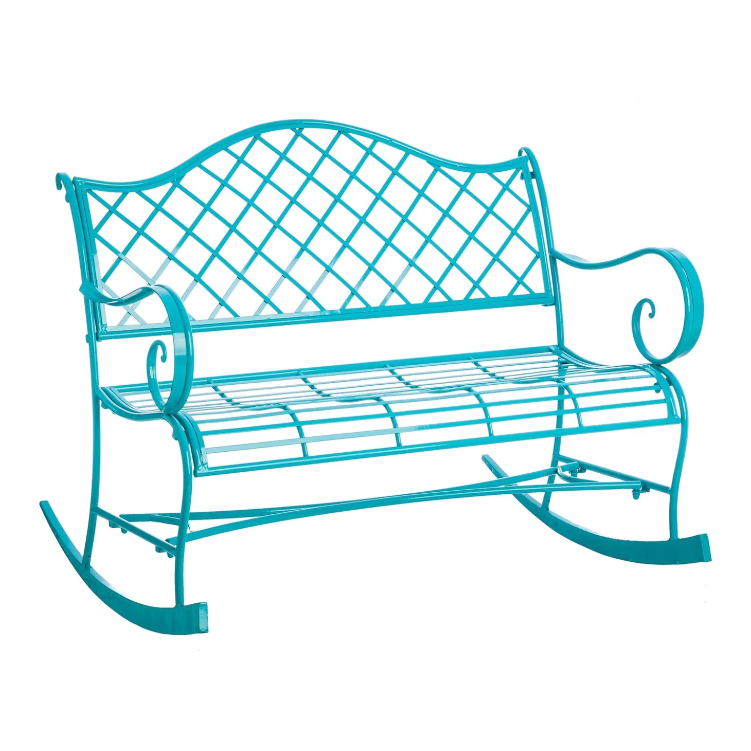 Outdoor Benches>Plow & Hearth Powder-Coated Indoor/Outdoor Metal Rocker Turquoise