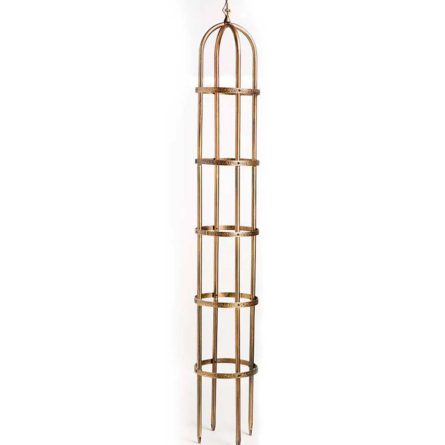 Arbors & Trellises>Plow & Hearth 8' Powder-Coated Steel Garden Obelisk AntiqueCopper