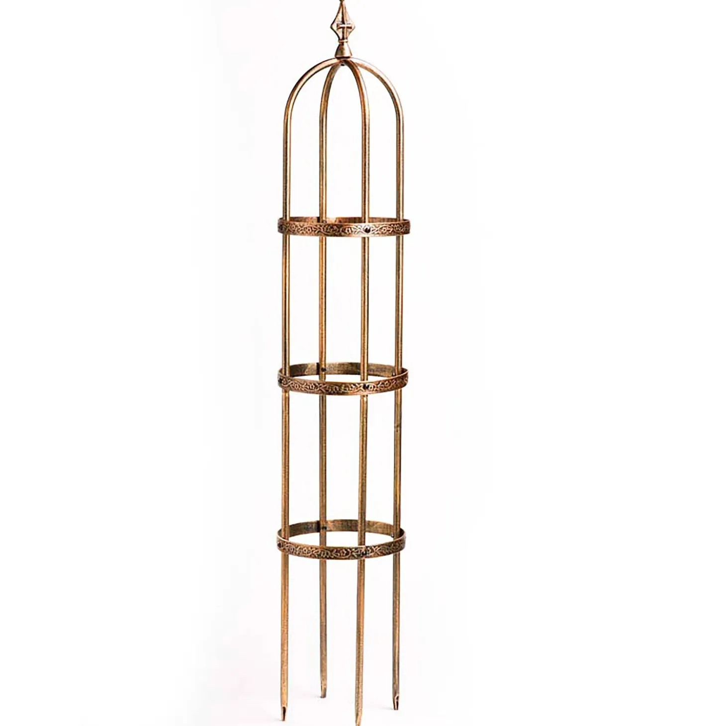 Arbors & Trellises>Plow & Hearth 5' Powder-Coated Steel Garden Obelisk AntiqueCopper