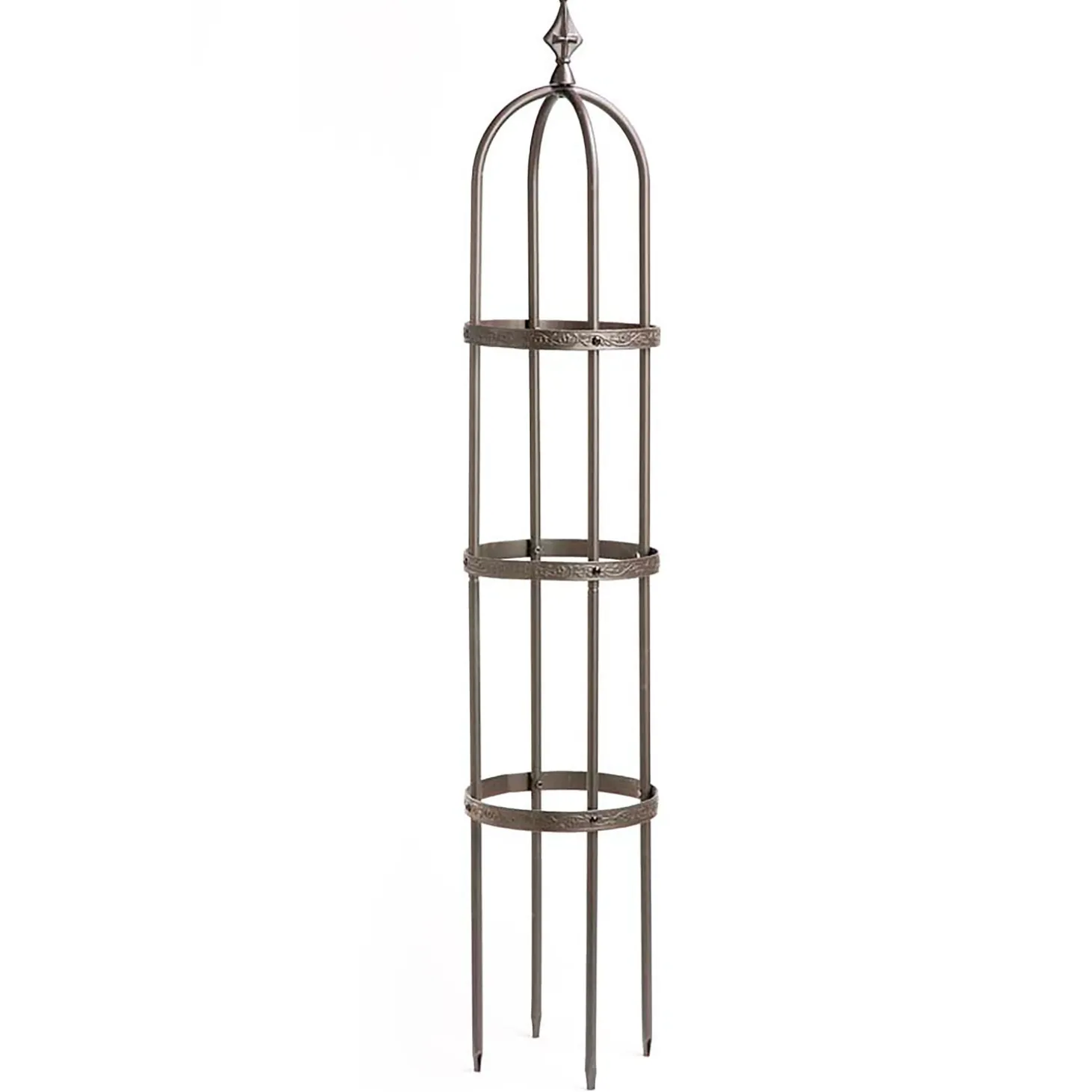 Arbors & Trellises>Plow & Hearth 5' Powder-Coated Steel Garden Obelisk Bronze