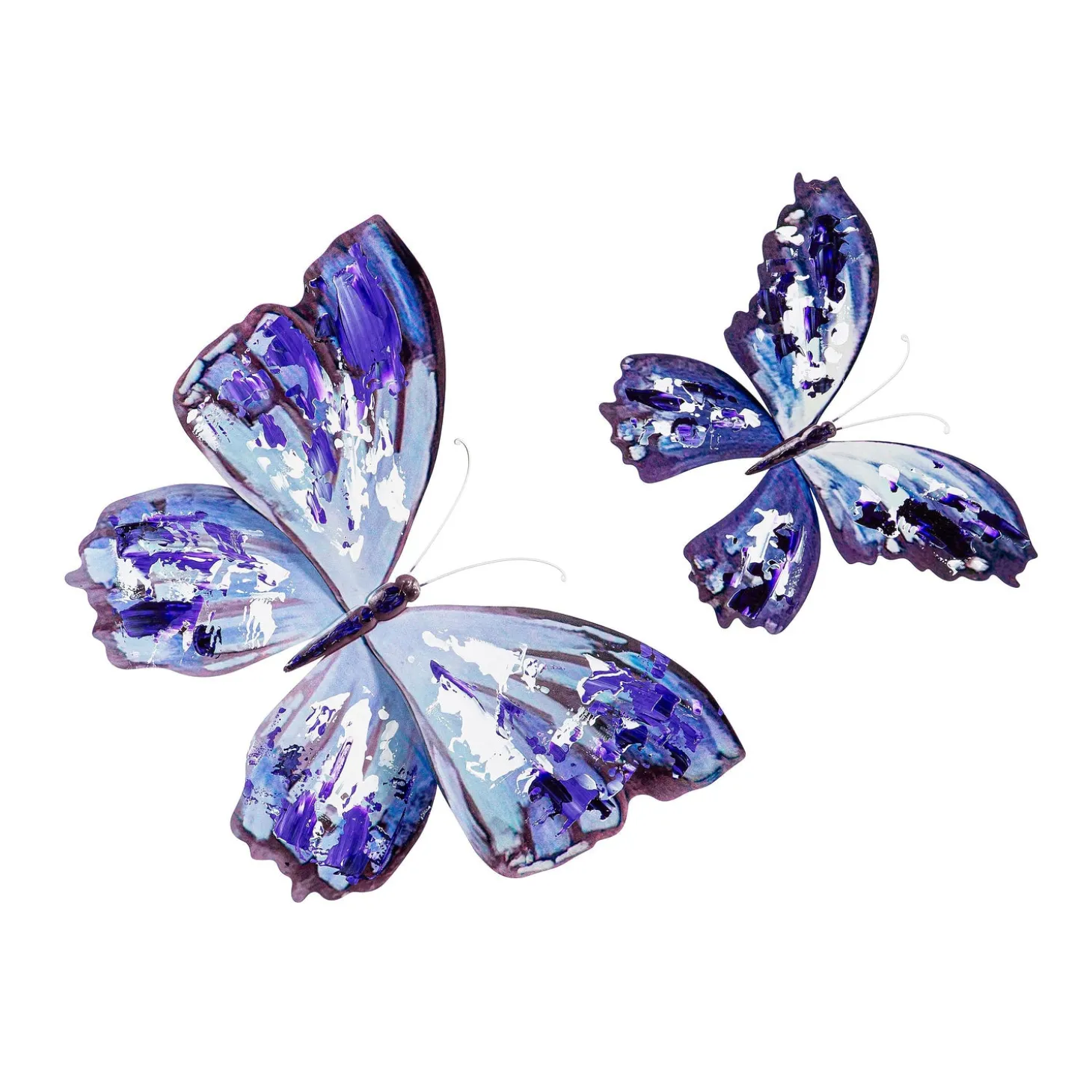 Wall Art>Plow & Hearth Purple Butterfly Metal Wall Décor, Set of 2