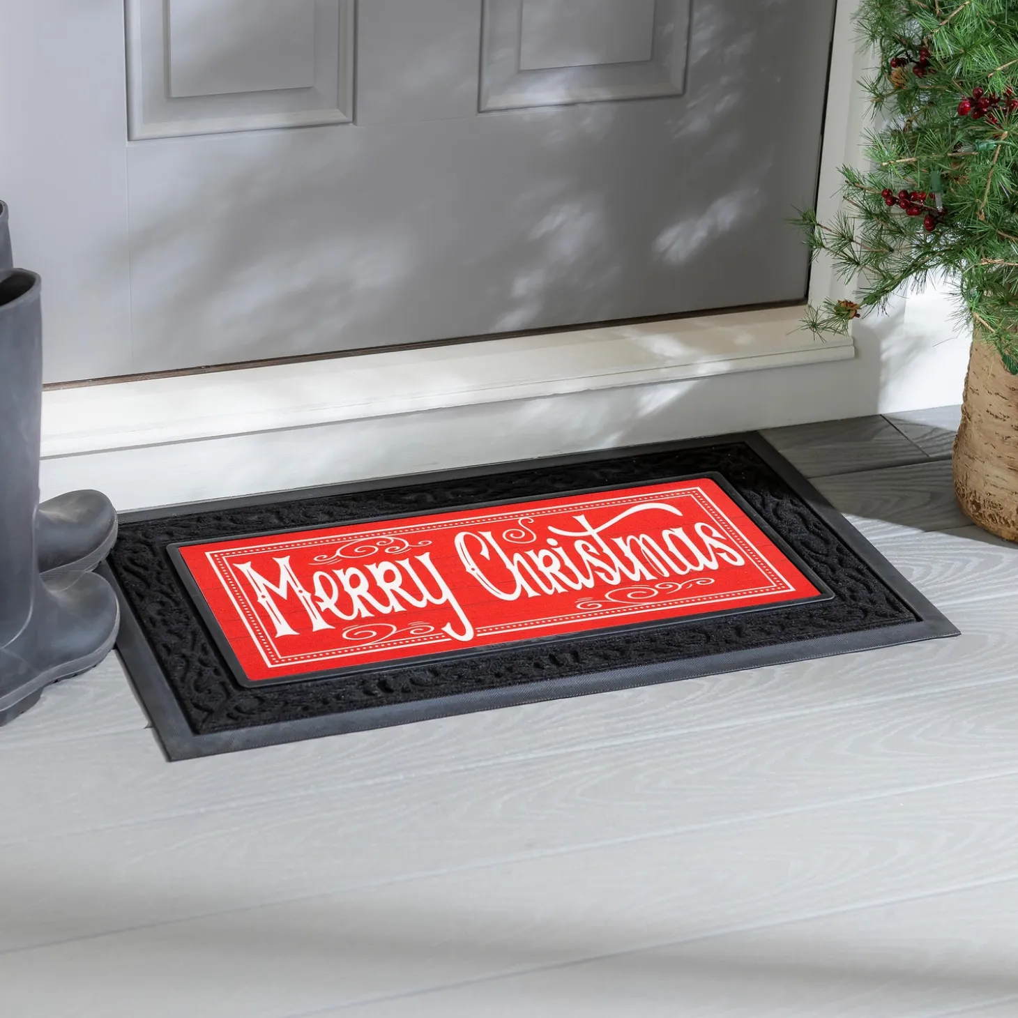 Interchangeable Mats>Plow & Hearth Quaint Merry Christmas Sassafras Switch Mat