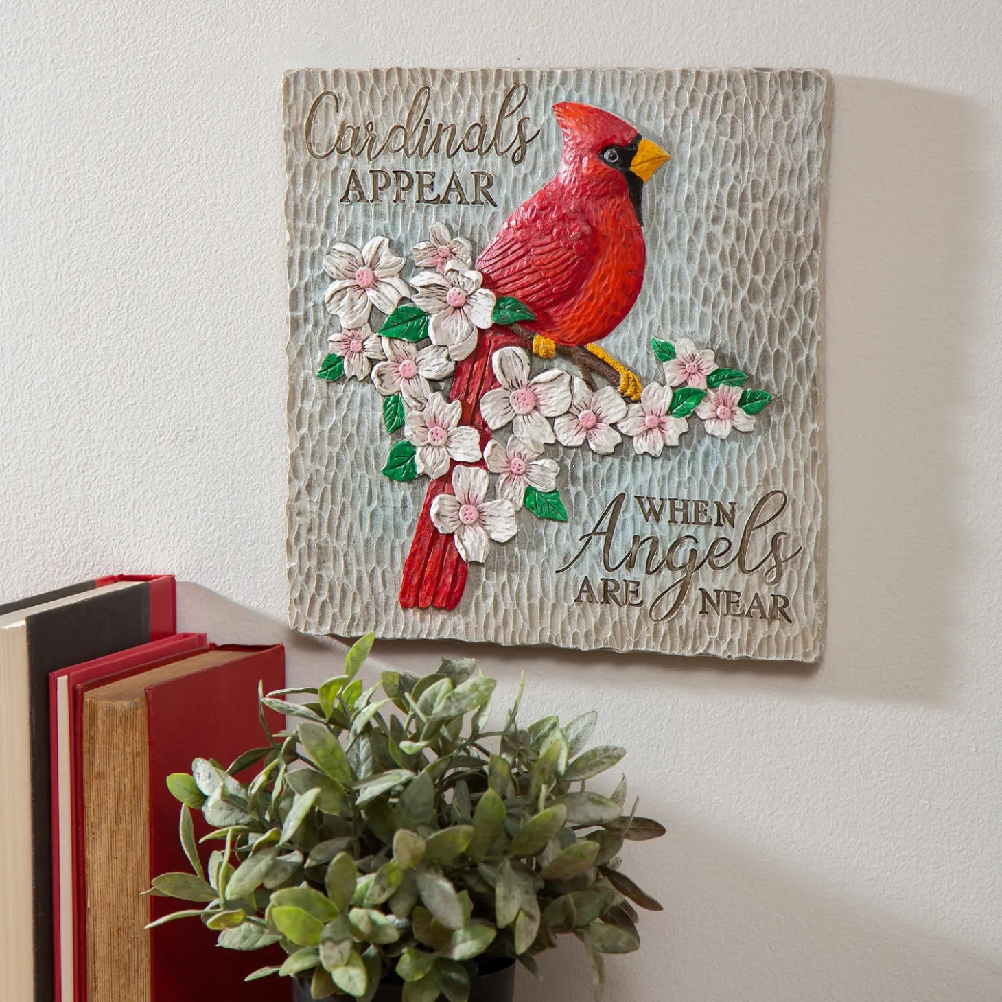 Memorial & Garden Plaques>Plow & Hearth 10.5" Garden Stone, Cardinals Appear when Angels are Near