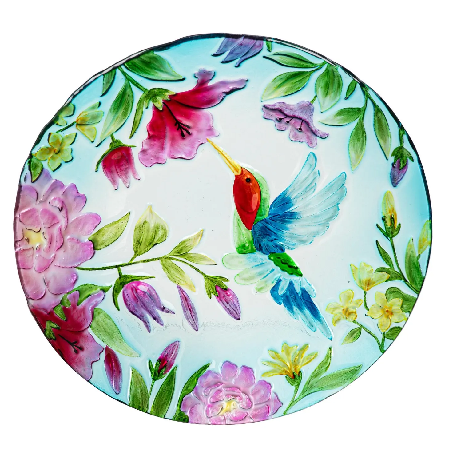 Birdbaths>Plow & Hearth 18" Glass Bird Bath, Hummingbird