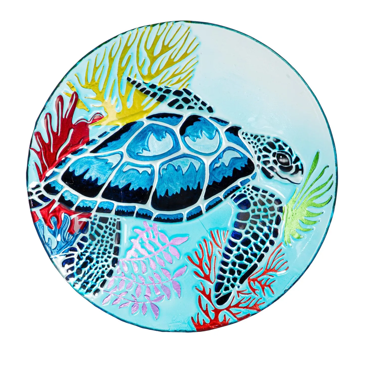 Birdbaths>Plow & Hearth 18" Glass Bird Bath, Sea Turtle