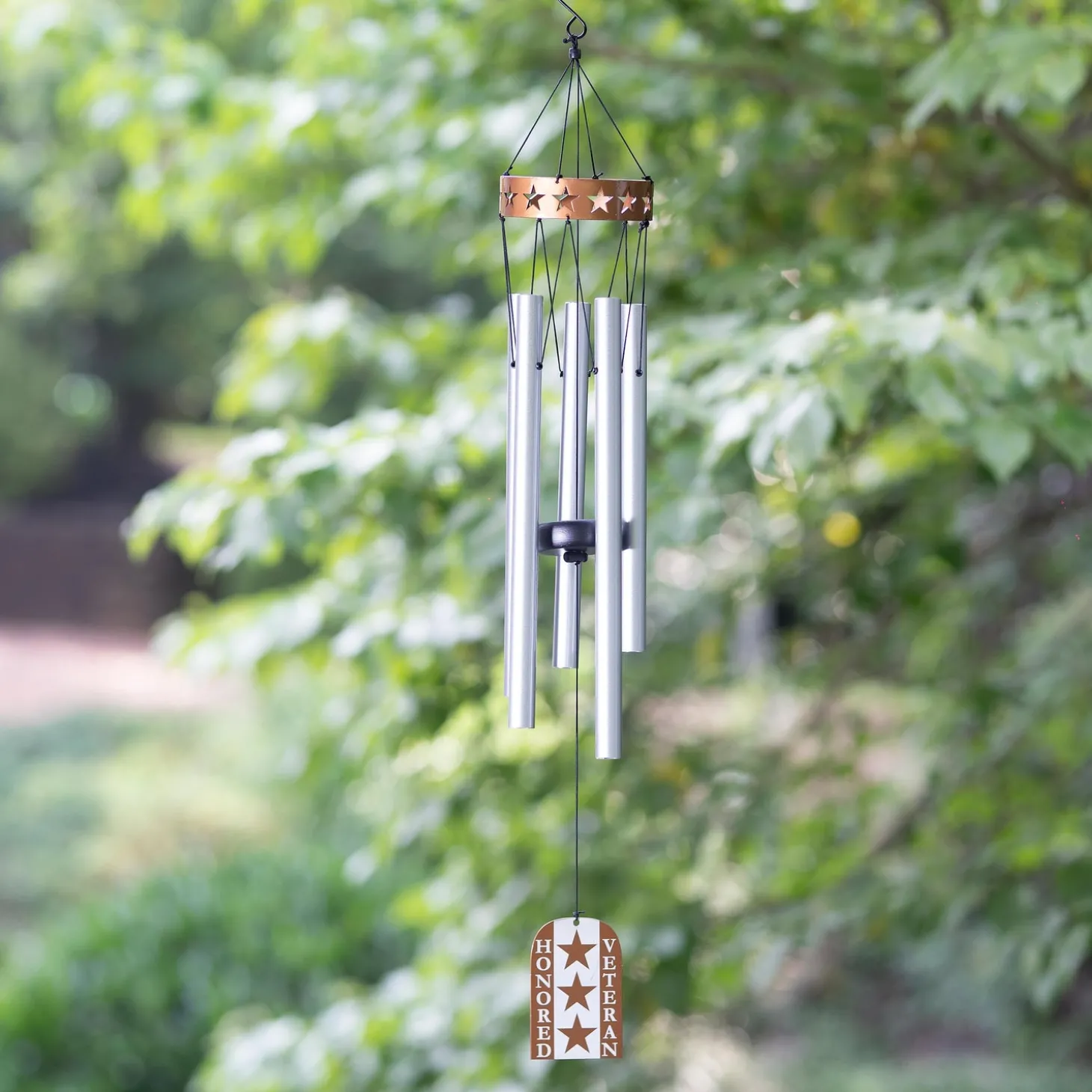 Wind Chimes & Mobiles | Memorial & Garden Plaques>Plow & Hearth 30" H Memorial Veterans Windchime