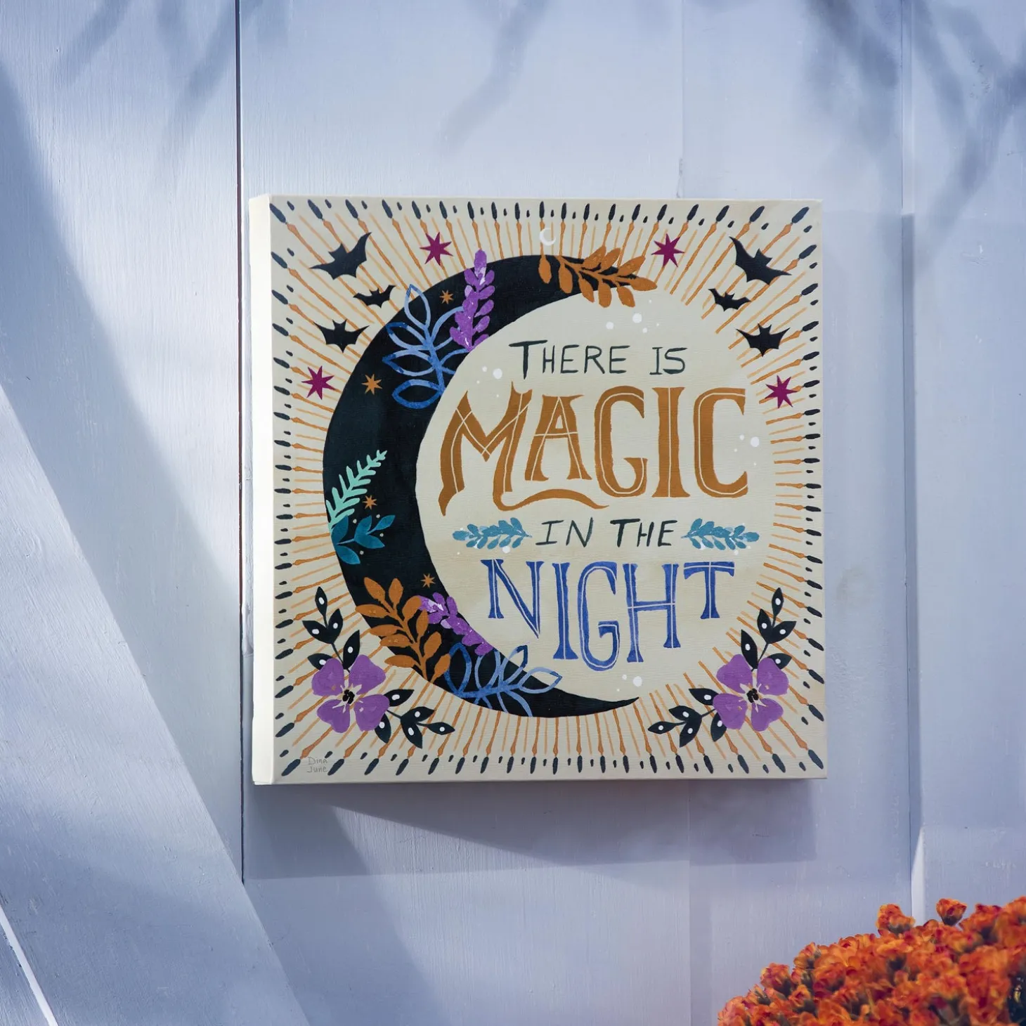 Outdoor Wall Art | Wall Art>Plow & Hearth 14" H x 14" L Outdoor Canvas, "There is Magic in the Night"