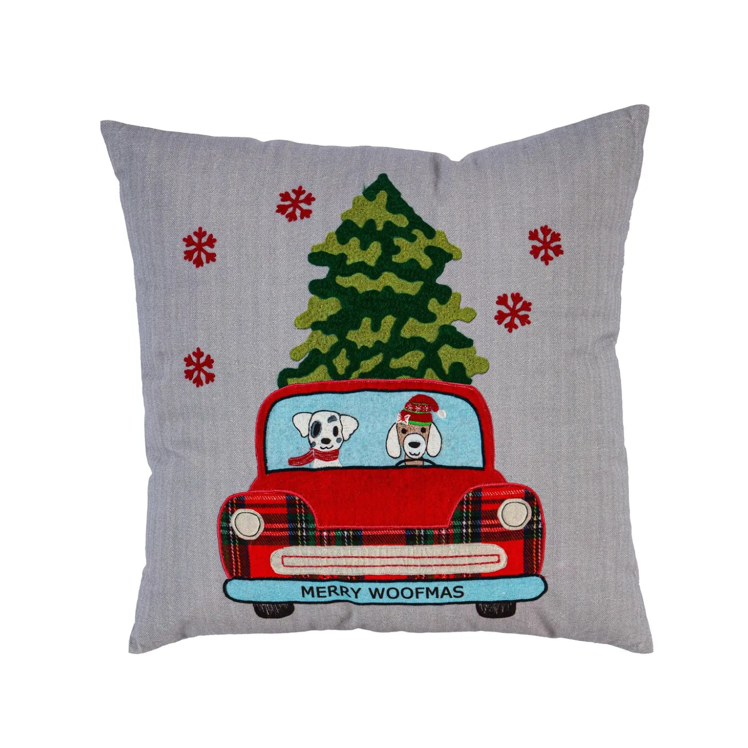 Decorative Pillows>Plow & Hearth 18.5" Red Truck with Dogs Square Pillow