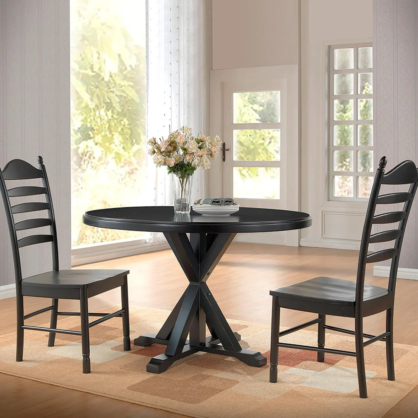 Accent Tables>Plow & Hearth 48" Round Trestle Dining Table