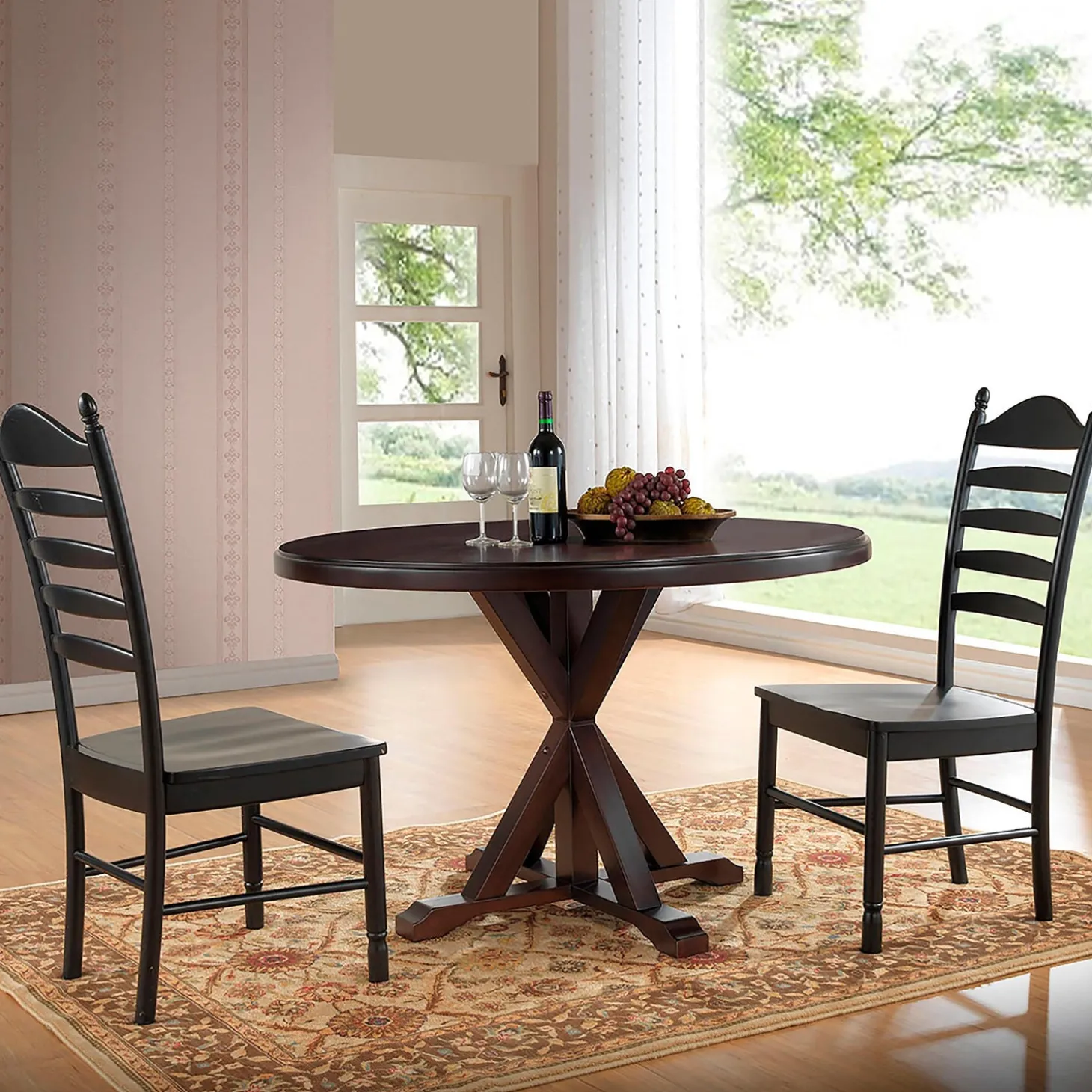 Accent Tables>Plow & Hearth 48" Round Trestle Dining Table