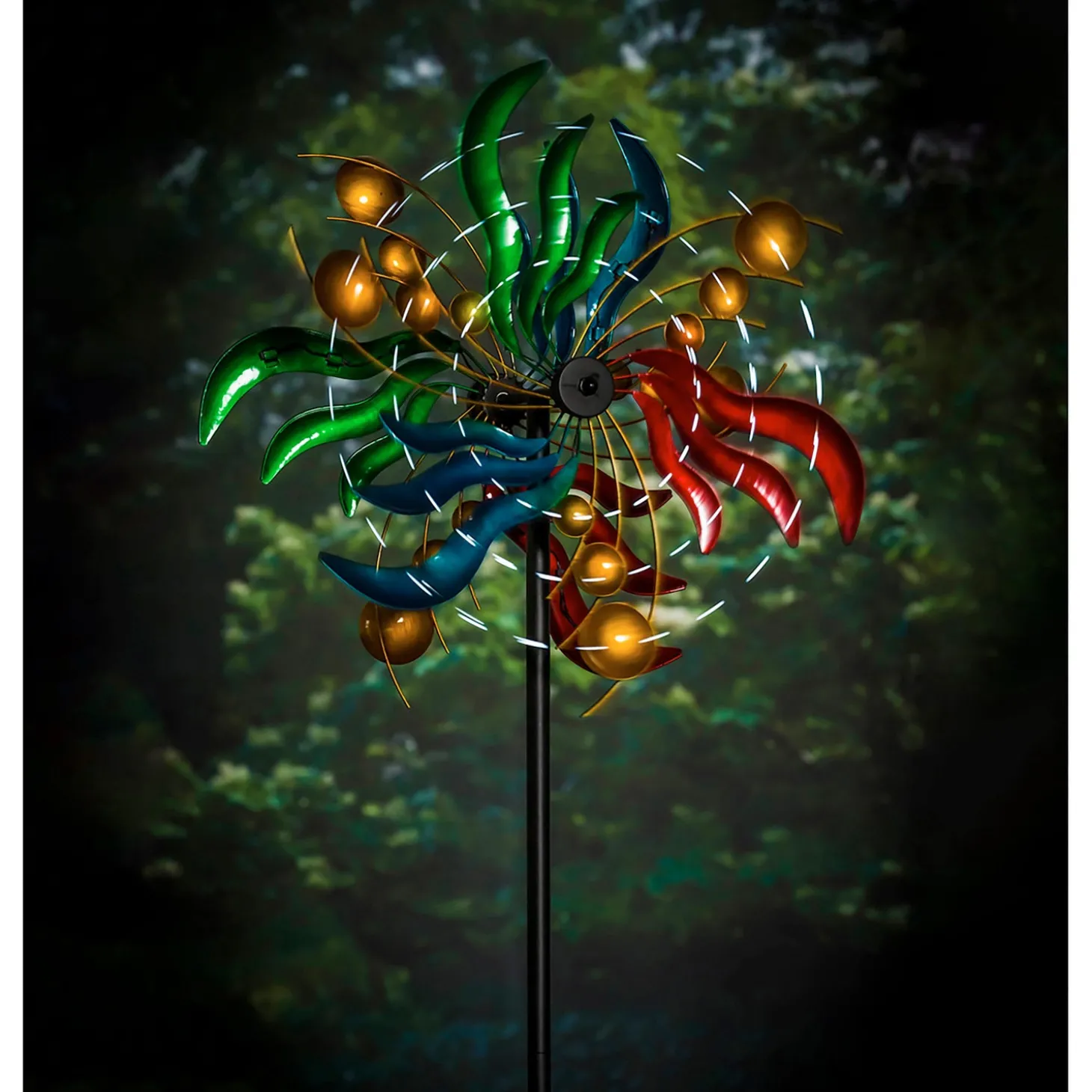 Wind Spinners | Solar Accents>Plow & Hearth 84" Wind Powered Lighted Wind Spinner, Circles & Waves