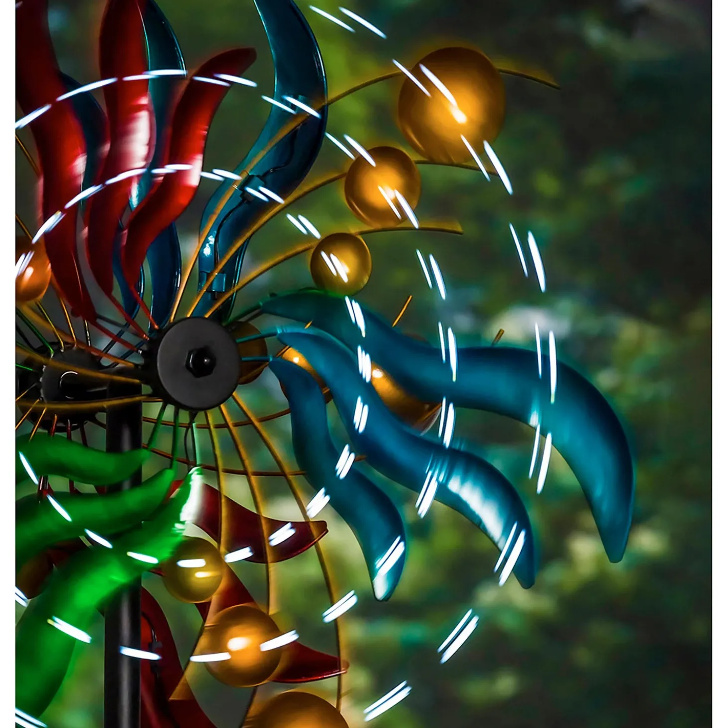 Wind Spinners | Solar Accents>Plow & Hearth 84" Wind Powered Lighted Wind Spinner, Circles & Waves