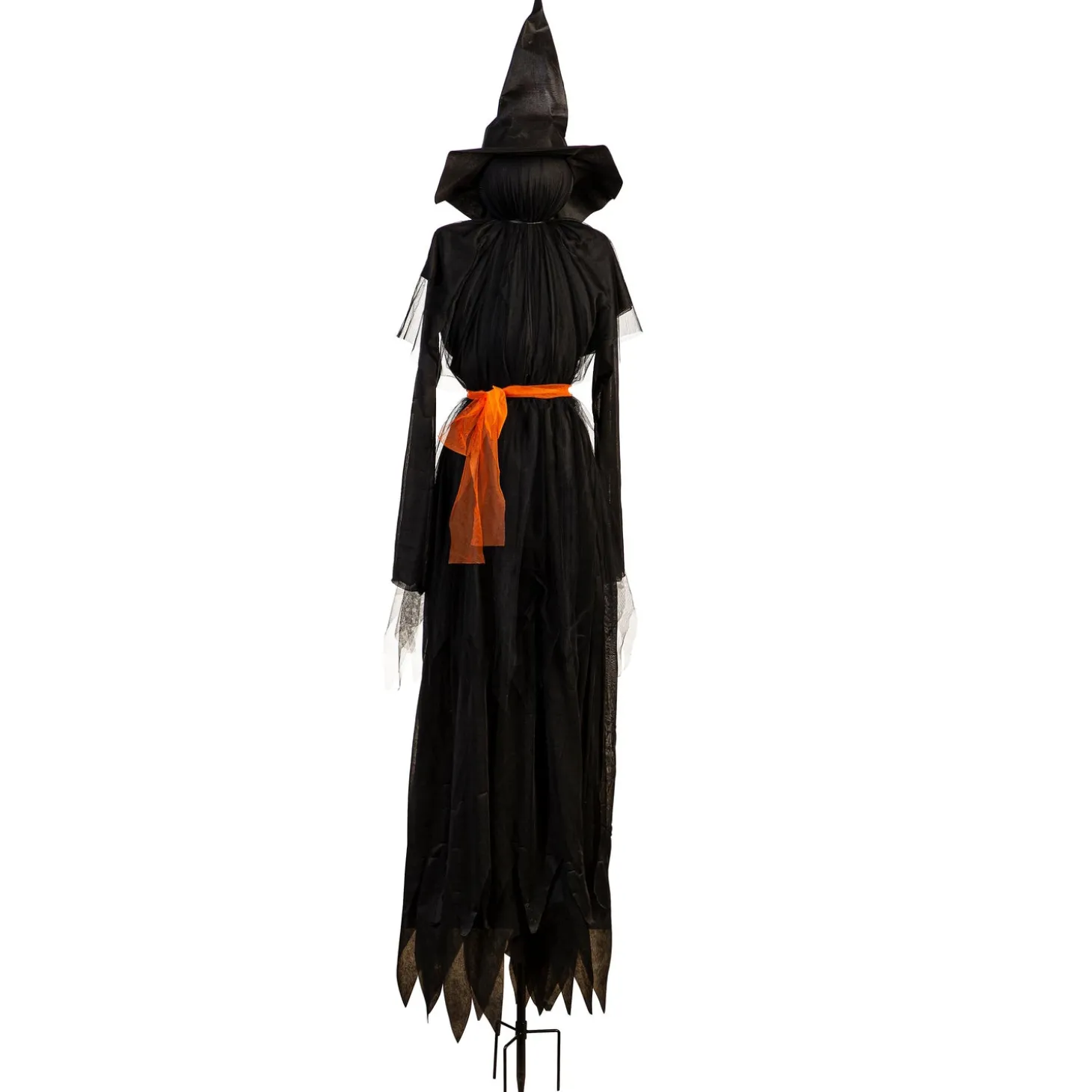 Garden Stakes>Plow & Hearth 76" Witch Lighted Fabric Garden Stake with Orange Bow