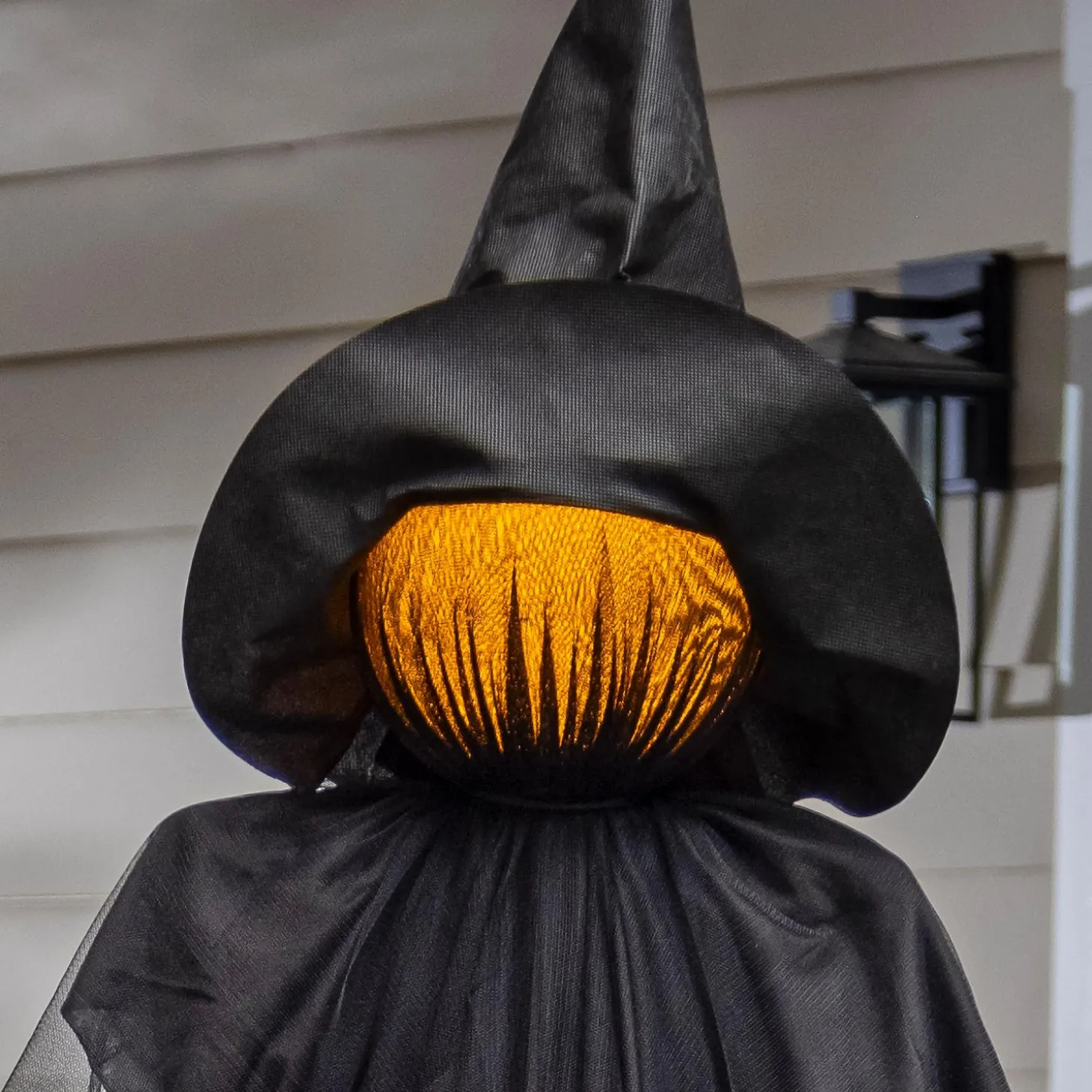 Garden Stakes>Plow & Hearth 76" Witch Lighted Fabric Garden Stake with Orange Bow