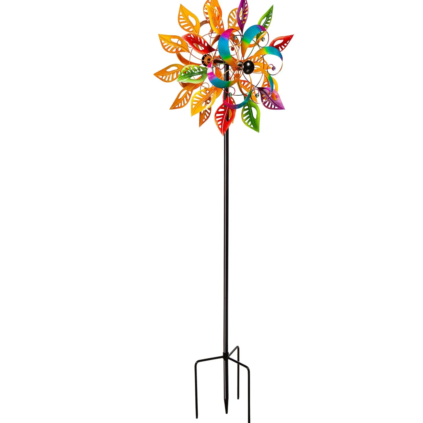Wind Spinners>Plow & Hearth 75"H Colorful Filigree Leaves Wind Spinner