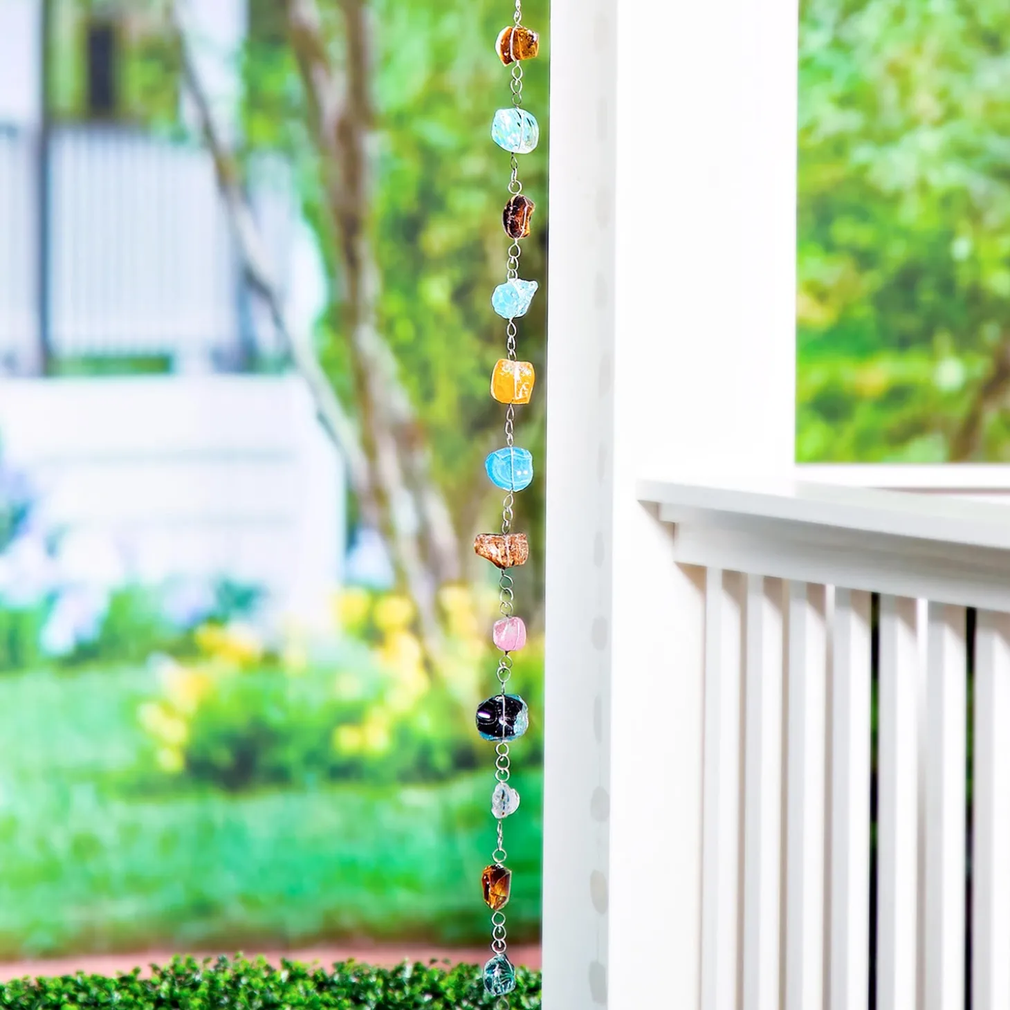 Wind Chimes & Mobiles>Plow & Hearth 71"H Multicolor Glass Rain Chain