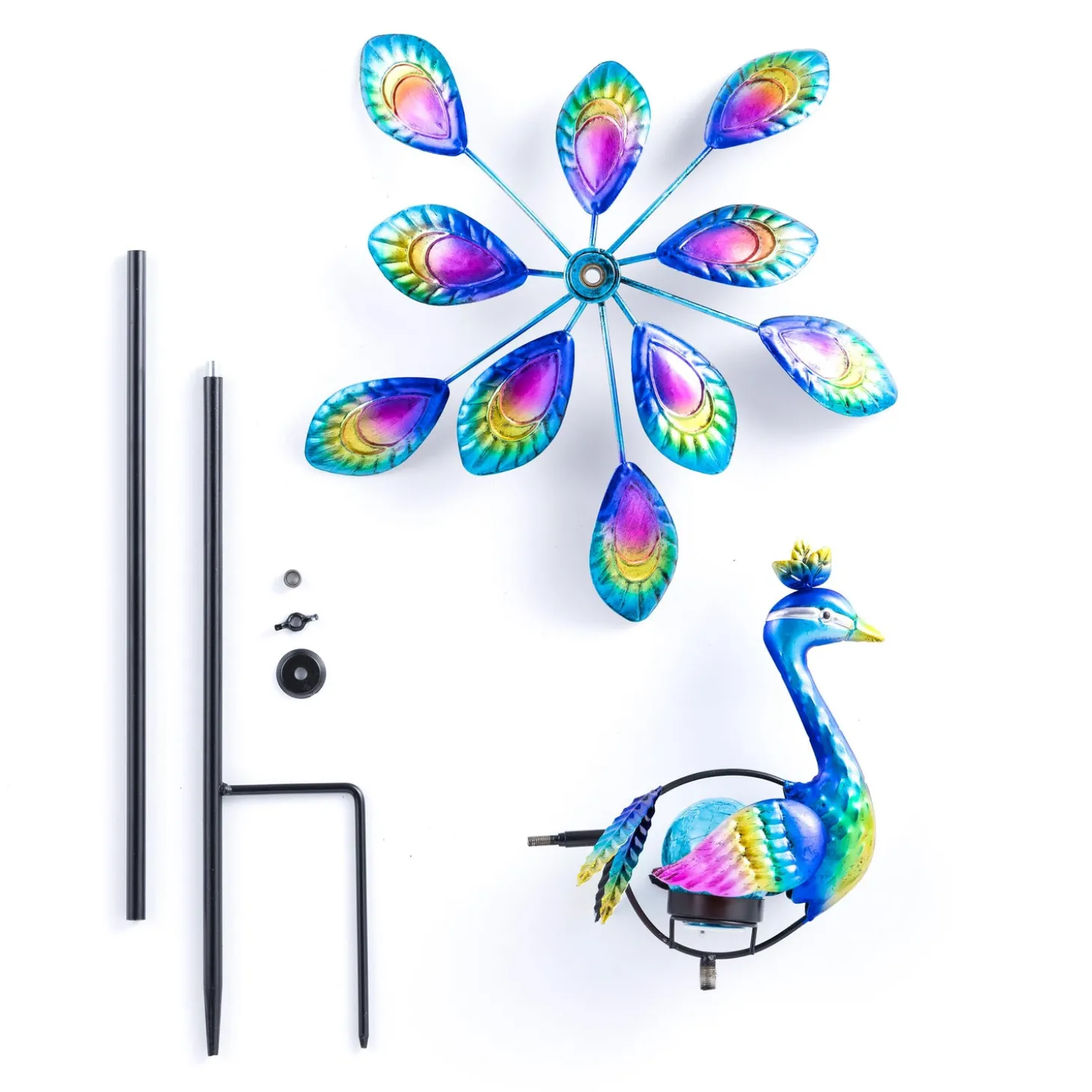 Wind Spinners>Plow & Hearth 37"H Solar Peacock Staked Wind Spinner