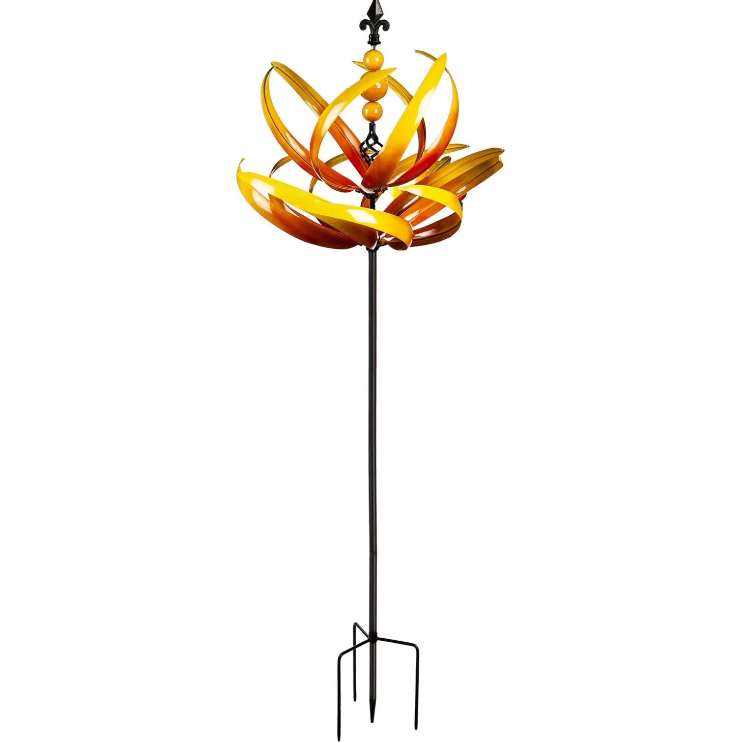 Wind Spinners>Plow & Hearth 91"H Wind Spinner, Yellow Lotus