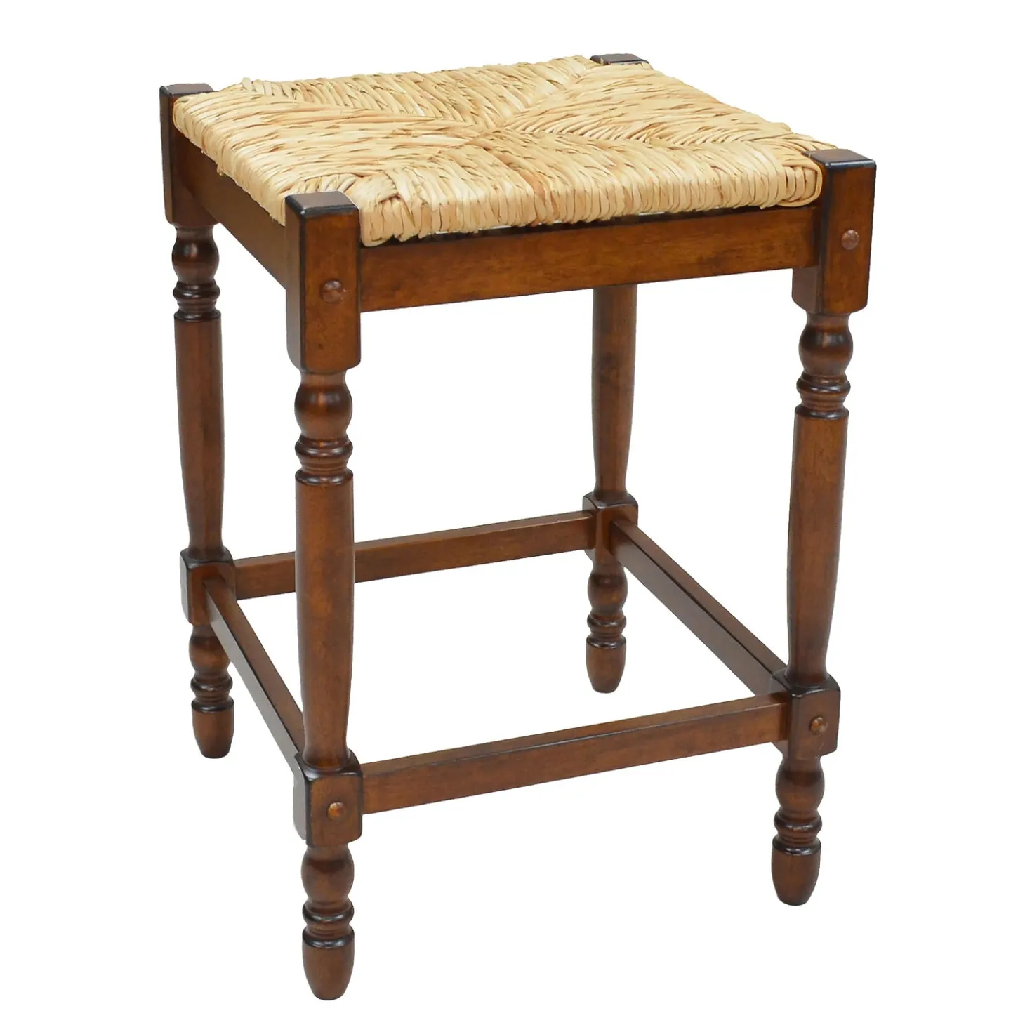 Footstools>Plow & Hearth 24"-High Counter Stool with Handwoven Rush Seat