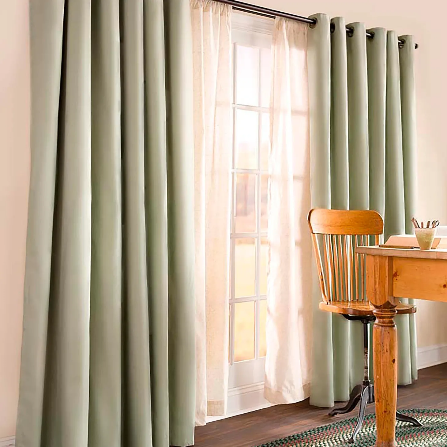 Curtain Panels>Plow & Hearth 84"L Double-Width Thermalogic Energy Efficient Insulated Solid Grommet-Top Curtain Pair