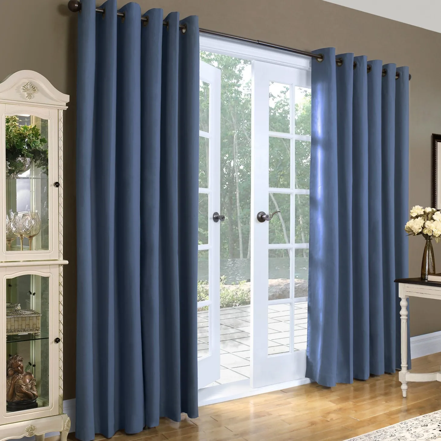Curtain Panels>Plow & Hearth 84"L Double-Width Thermalogic Energy Efficient Insulated Solid Grommet-Top Curtain Pair