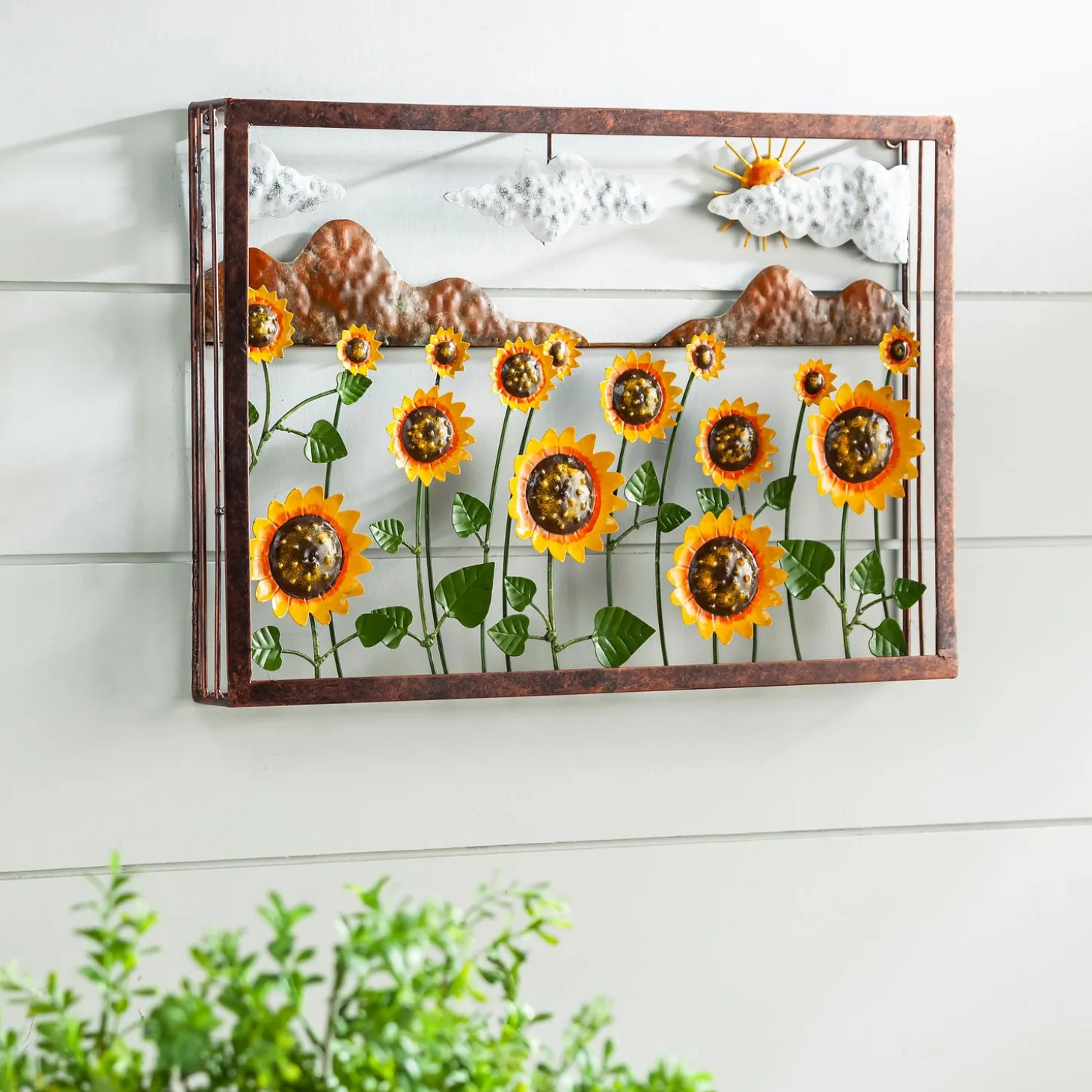 Wall Art>Plow & Hearth Reclaimed Metal Sunflower Wall Art