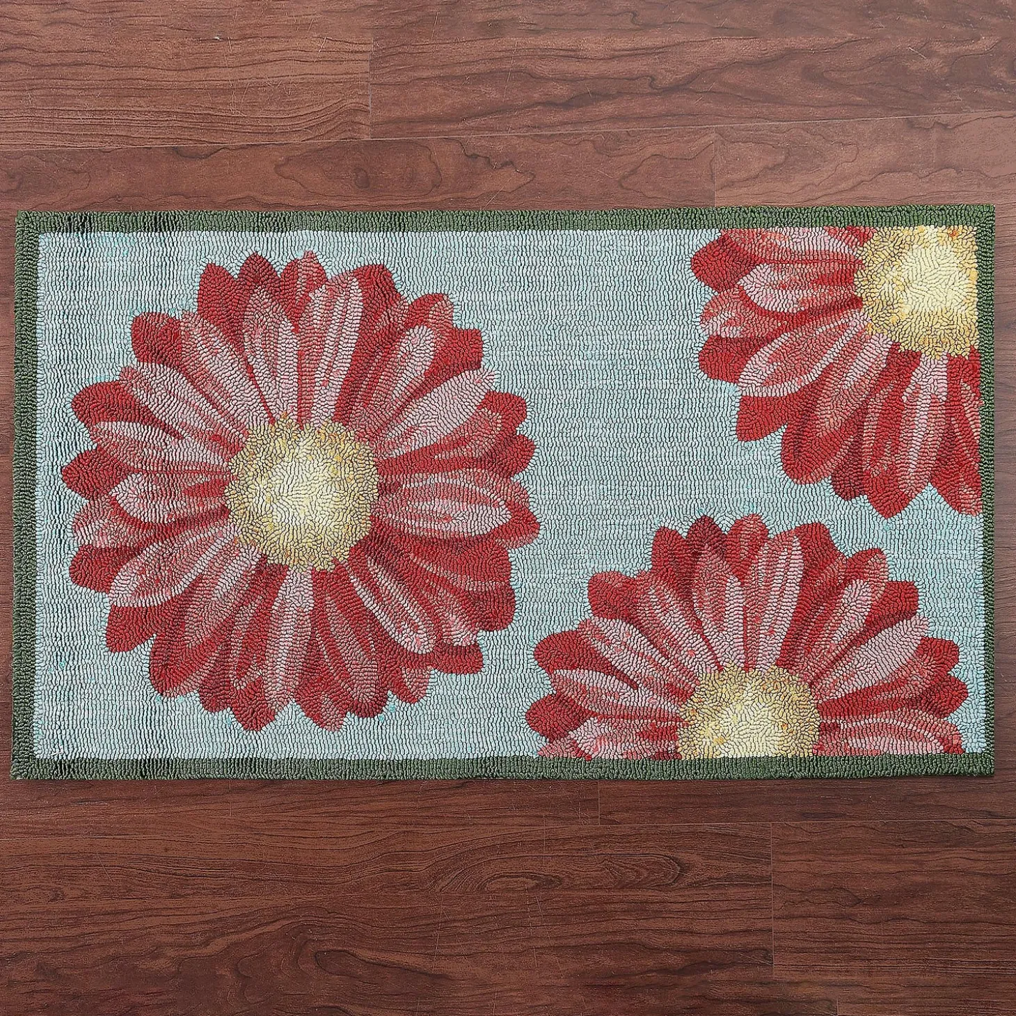 Hooked Rugs>Plow & Hearth Rectangular Outdoor rug, Daises